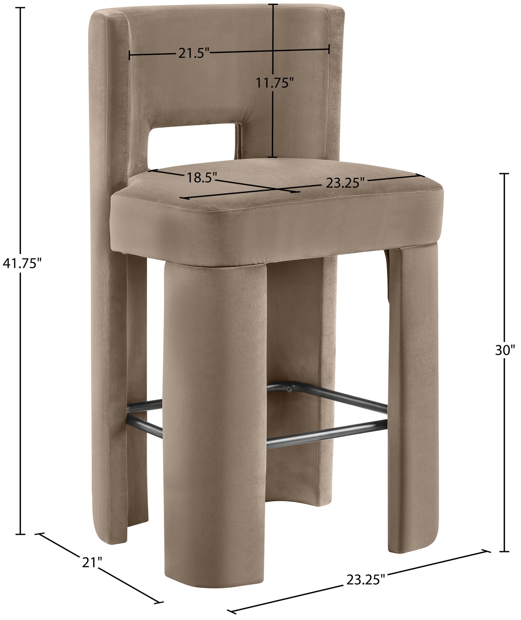 Zuno - Velvet Performance Fabric Upholstered Bar Stool (Set of 2)