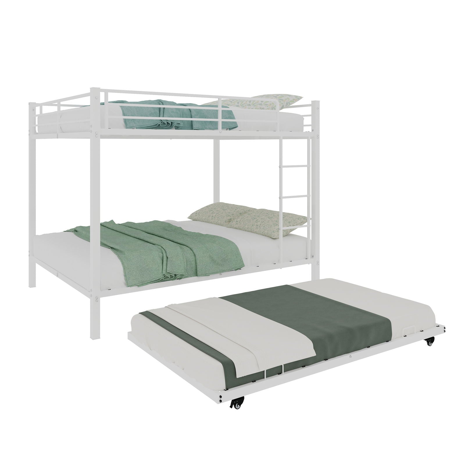 Bunk Bed For Kids, Convertible Frame With Ladders & Guardrail