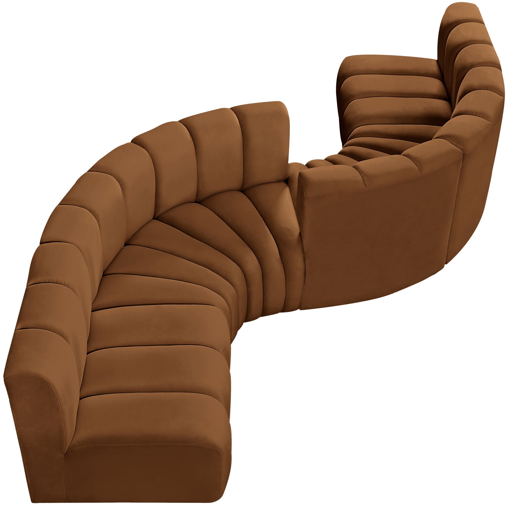 Arc - Velvet 6 Piece Modular Sofa - Saddle