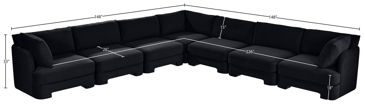 Hammond - Velvet Performance Fabric Upholstered 7 Piece Corner Sectional