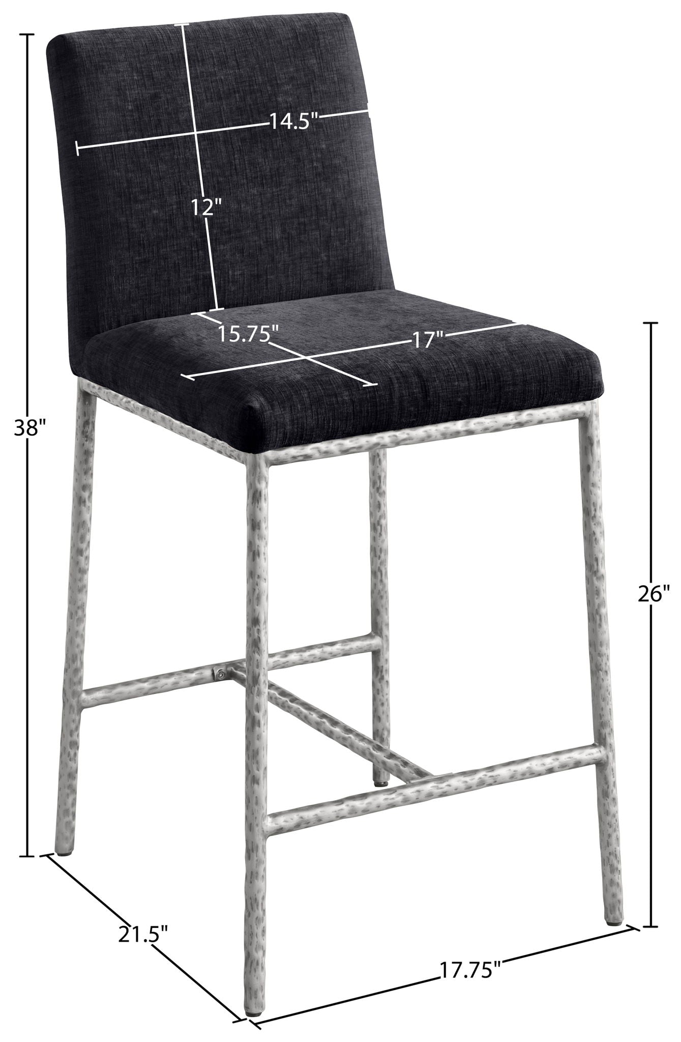 Reeves - Chenille Fabric Upholstered Counter Stool (Set of 2) - Silver Base