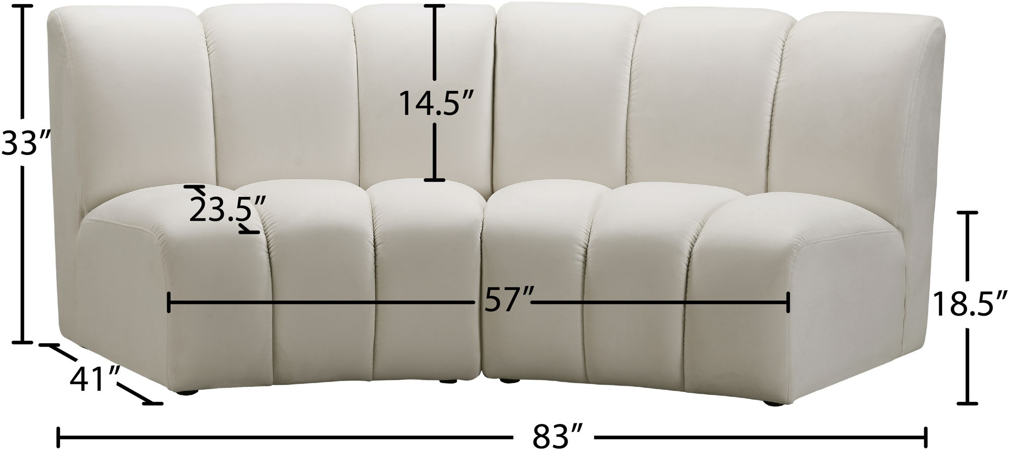 Infinity - 2 Piece Velvet Modular Sectional