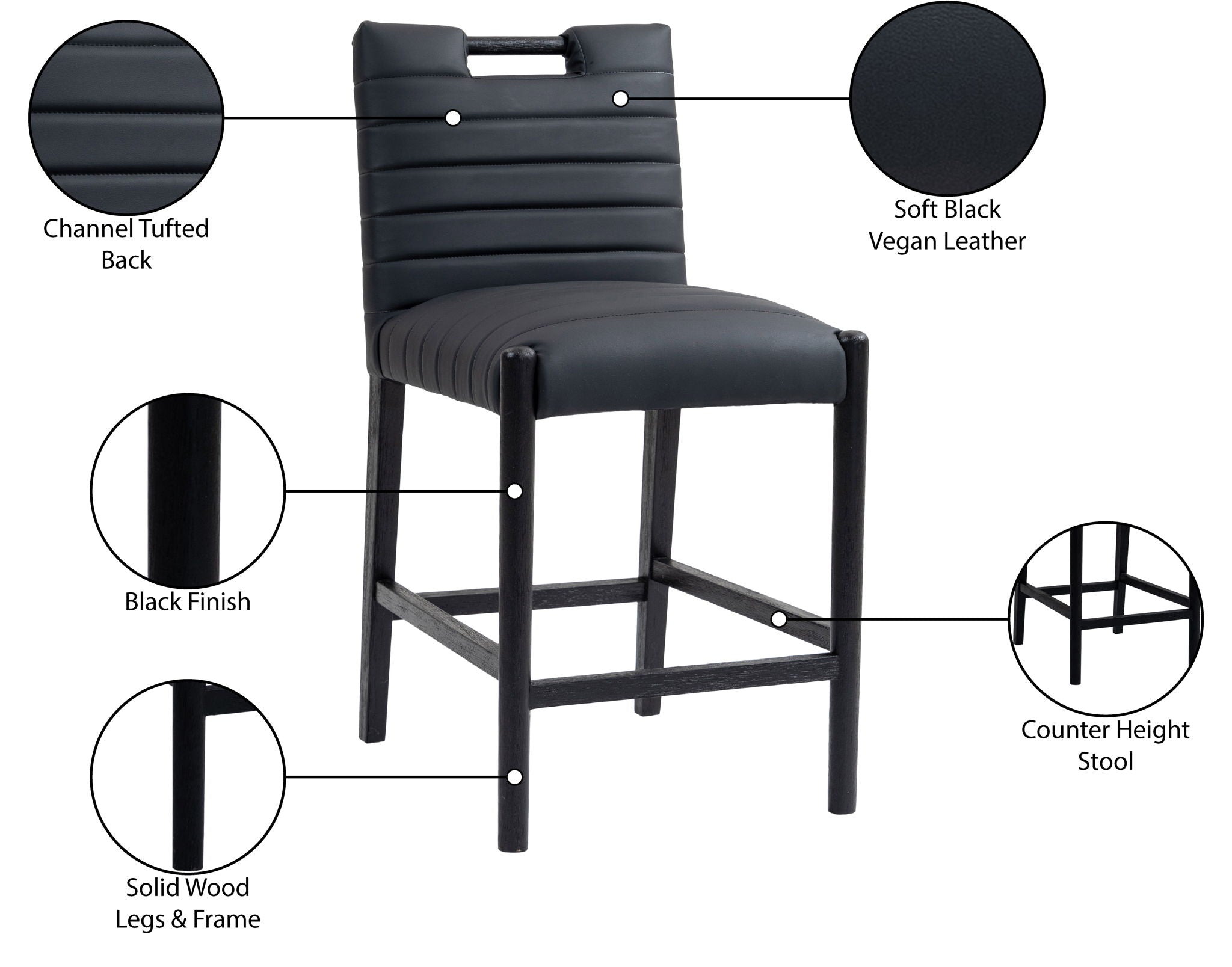 Aimee - Counter Stool - Black Legs