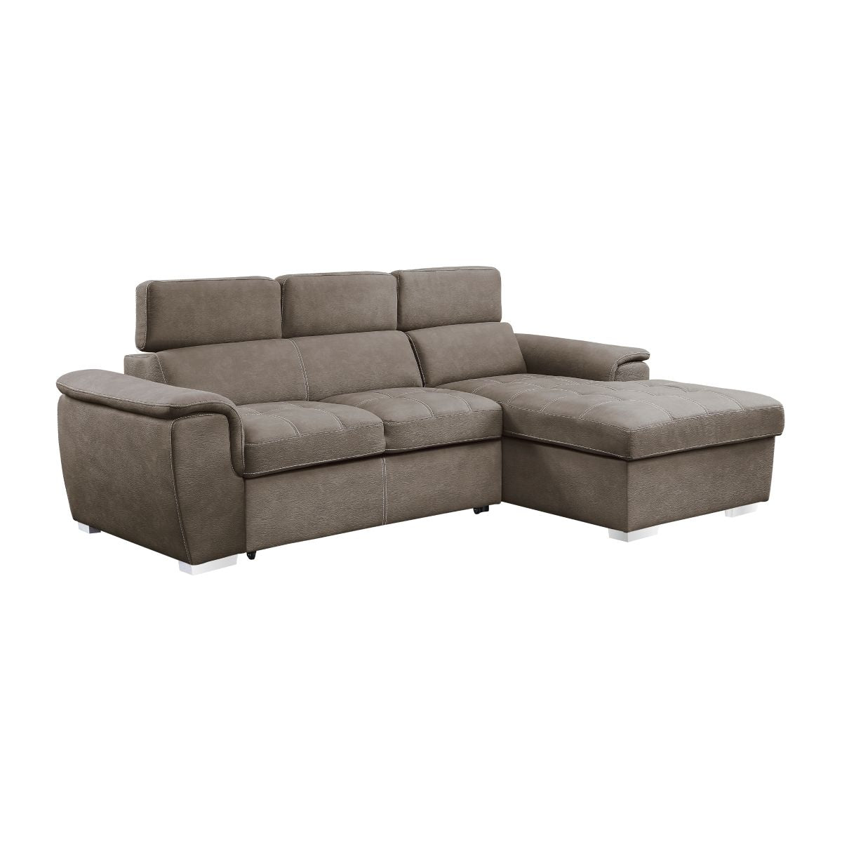 Ferriday - 2 Piece Sectional With Adjustable Headrests, Pull-Out Bed And Right Chaise With Hidden Storage