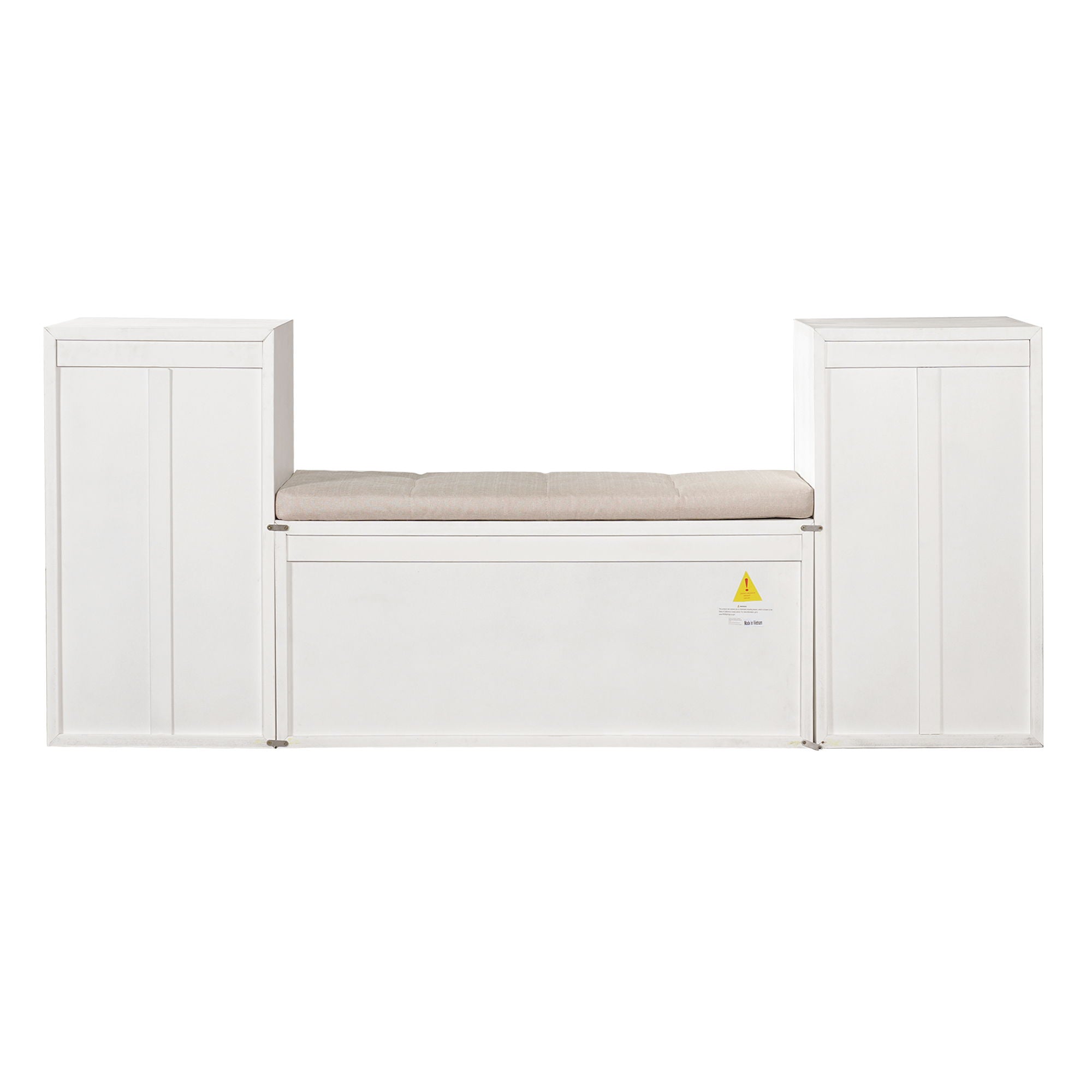 Entryway Storage Bench With Cushion, Drawers & Open Shelves