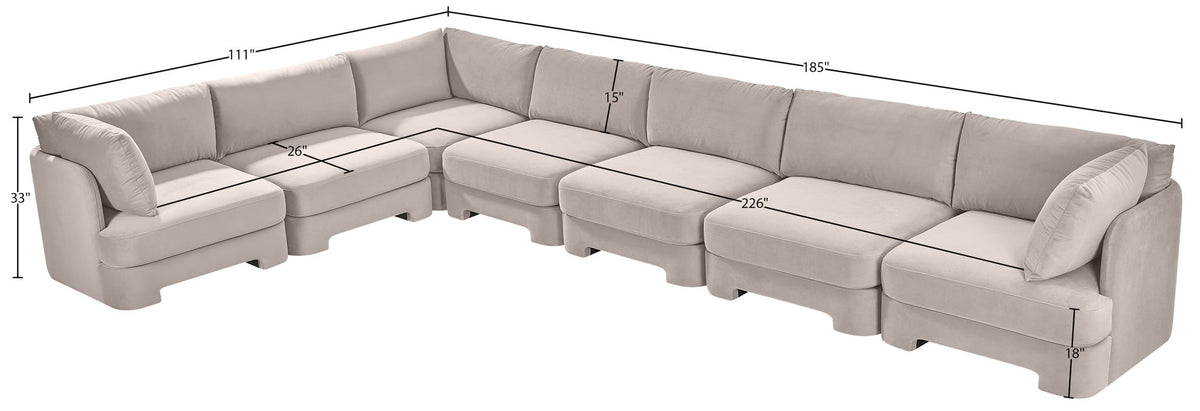 Hammond - Velvet Performance Fabric Upholstered 7 Piece Sectional