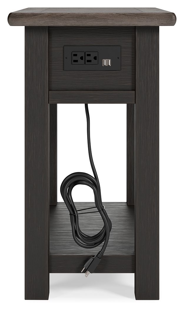 Tyler Creek - Chair Side End Table - Black / Gray