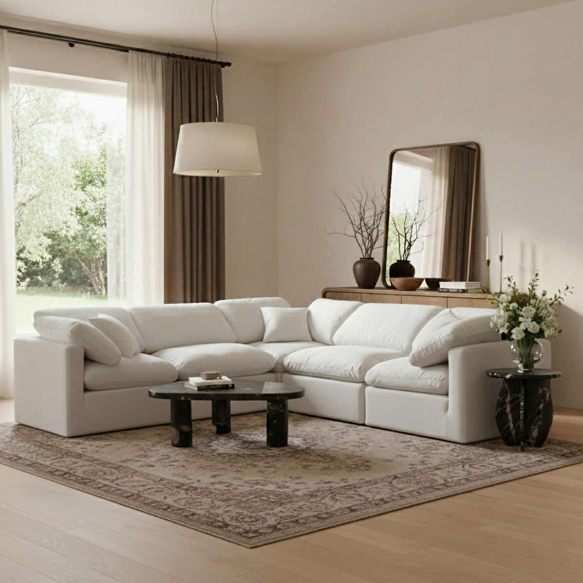 Indulge - Velvet 5 Piece Modular Corner Sectional