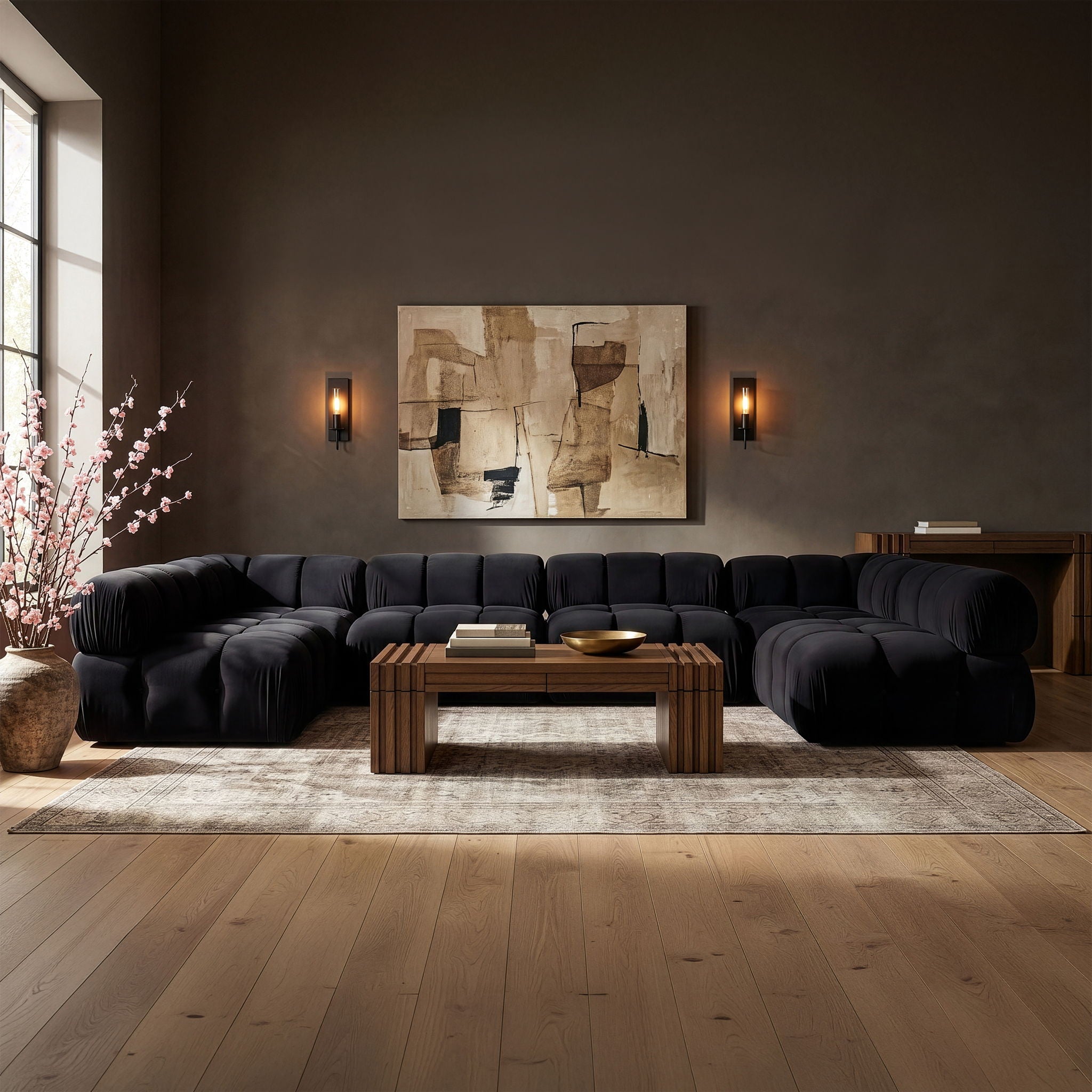 Orin - U-Shaped Velvet 6 Piece Modular Sectional
