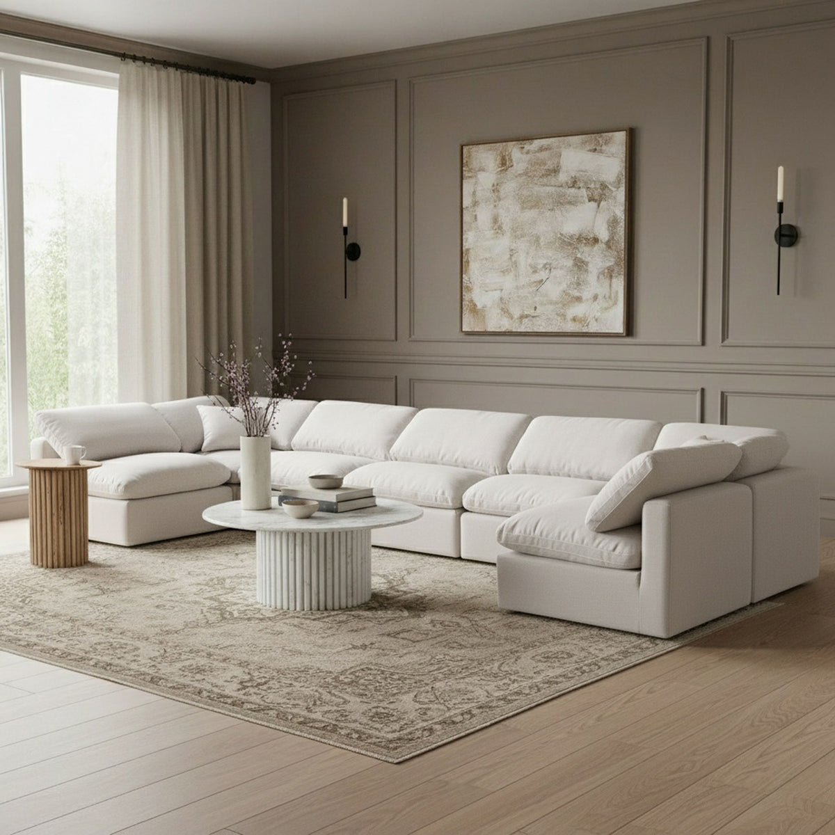 Indulge - Linen 7 Piece Modular U-Shaped Sectional