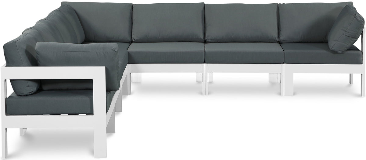 Nizuc - Outdoor Patio 7 Piece Modular Sectional With White Frame