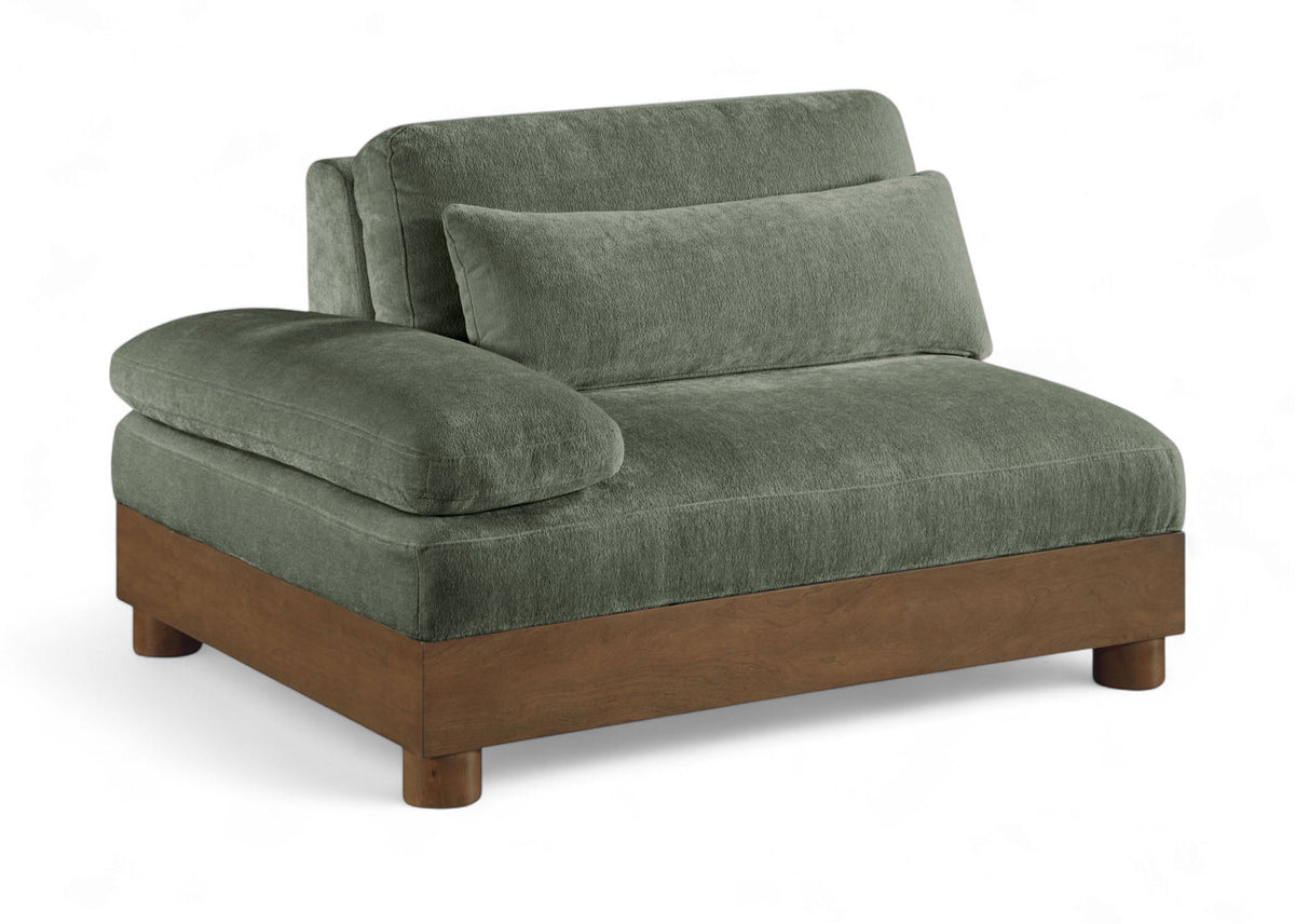 Turin - Chenille Fabric Upholstered Modular Arm Chair - Walnut Base