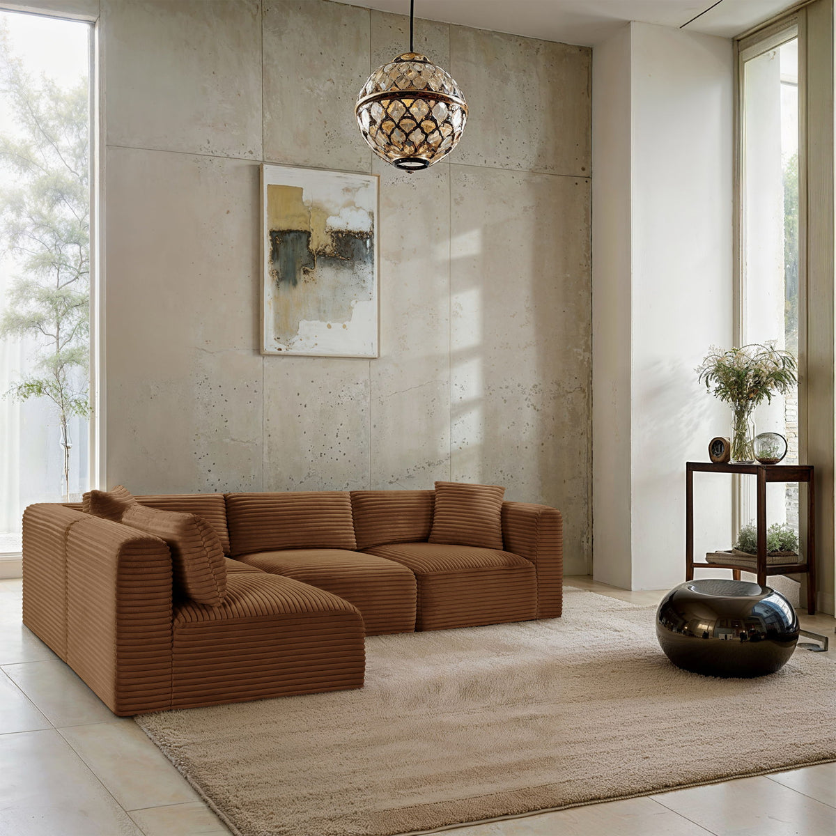 Shaggy - Fabric 4 Piece Modular Sectional