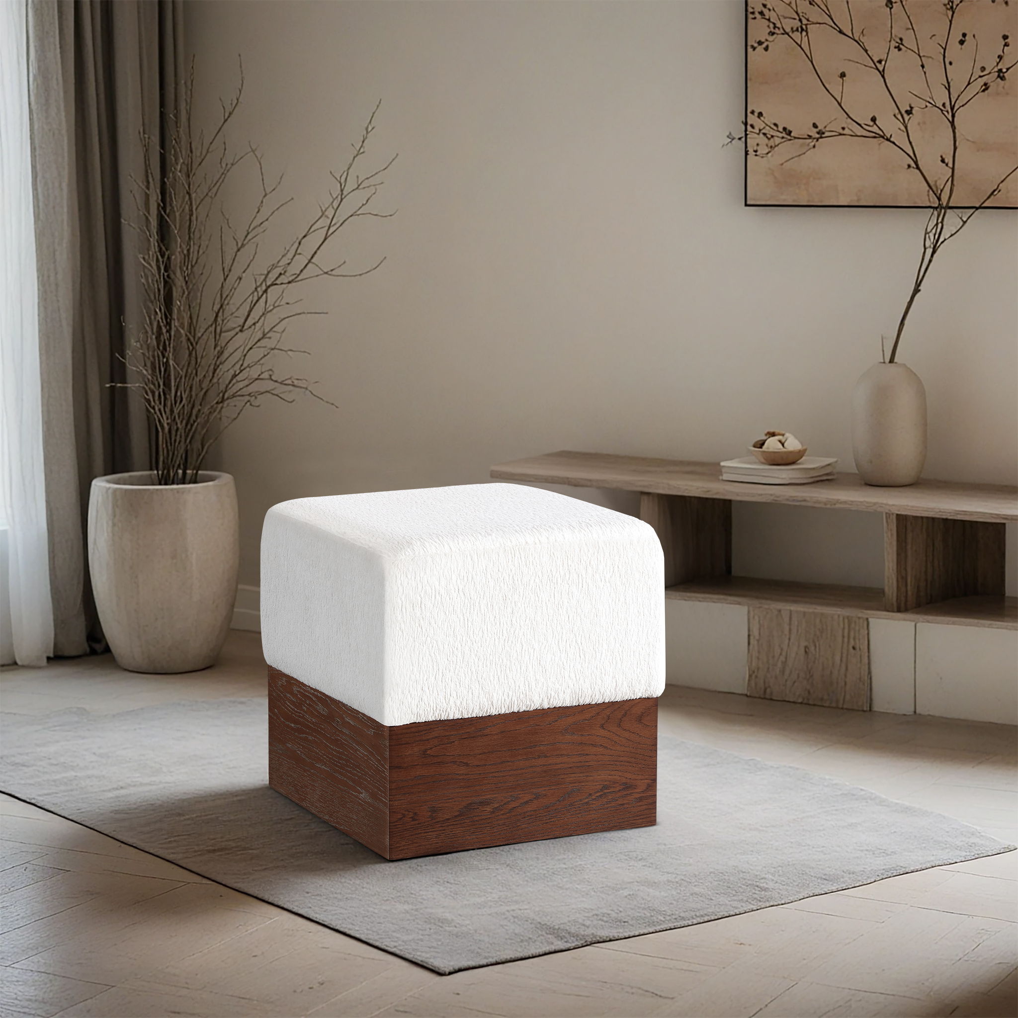 Havre - Ottoman / Stool With Brown Base