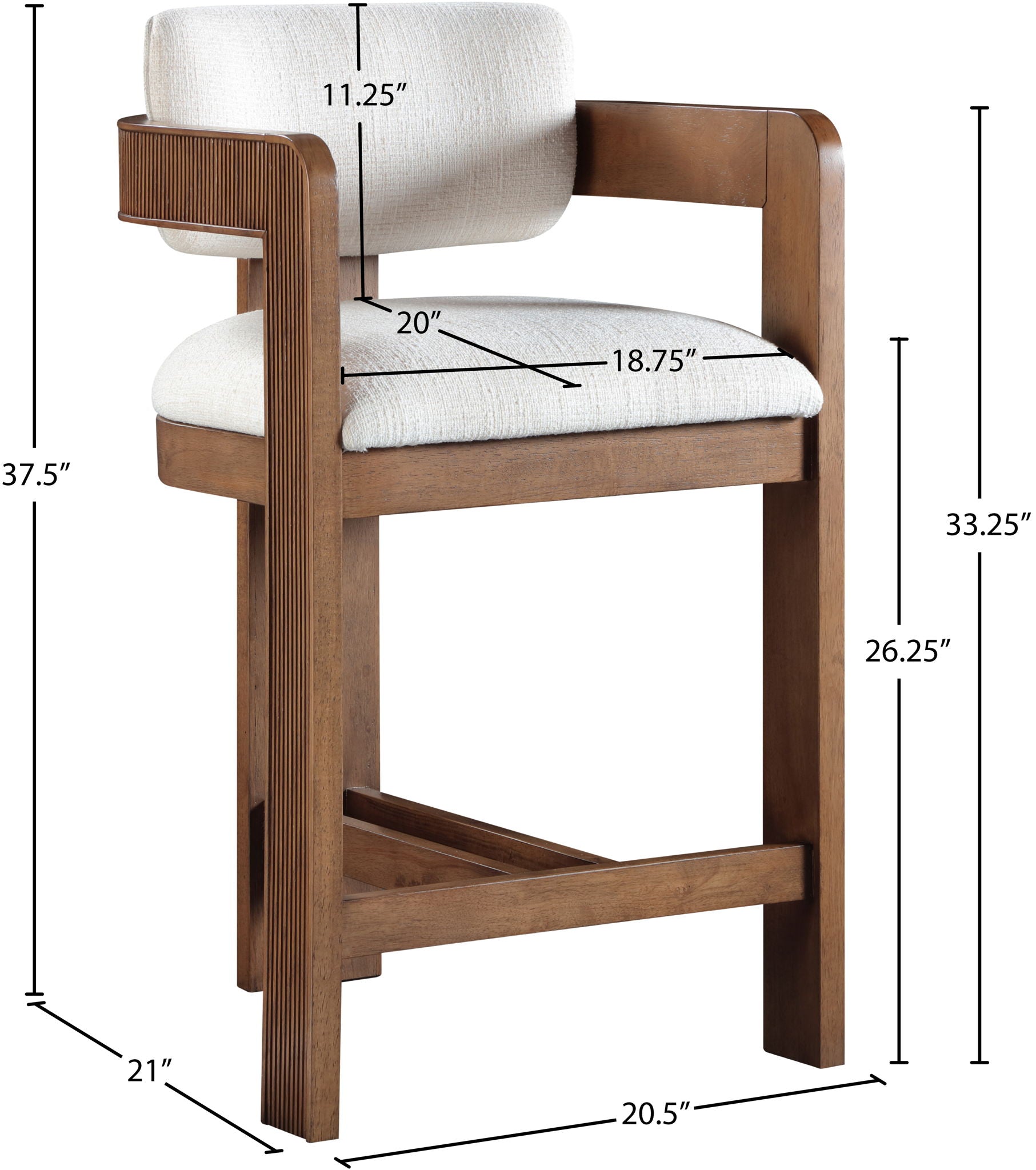 Sacha - Linen Stool With Brown Base