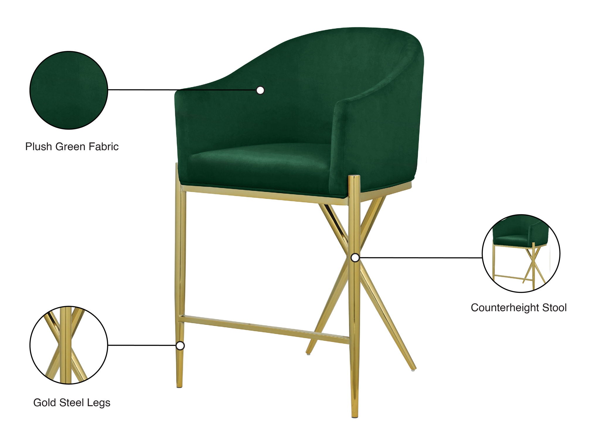 Xavier - Counter Stool with Gold Legs