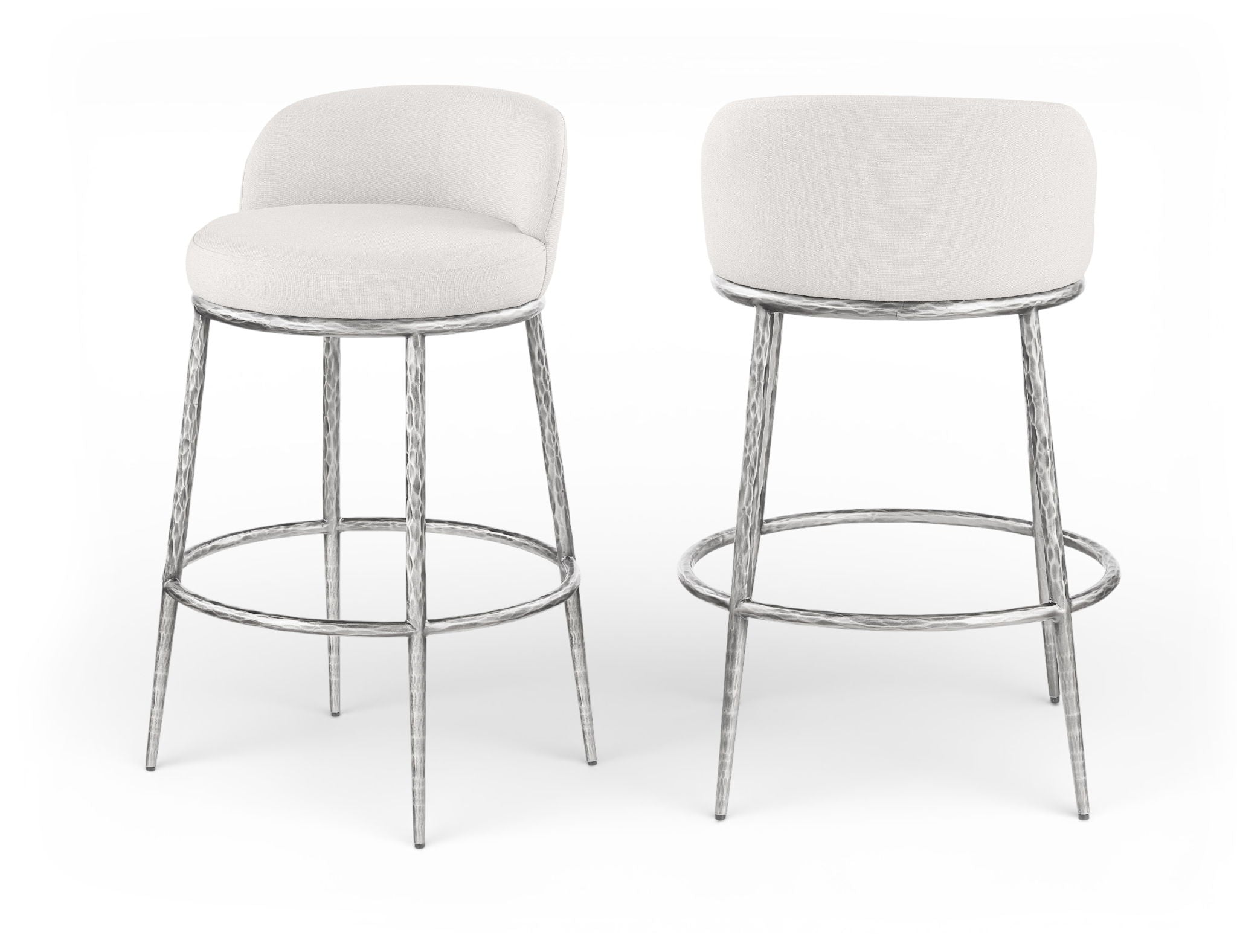 Ferro - Performance Fabric Upholstered Bar Stool - Antique Silver
