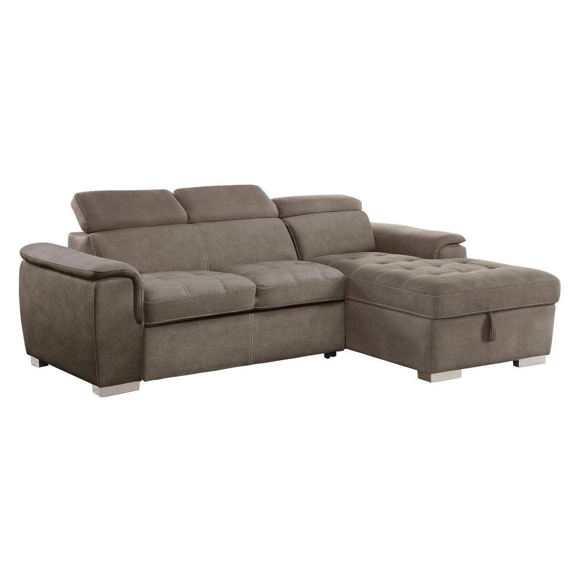 Ferriday - 2 Piece Sectional With Adjustable Headrests, Pull-Out Bed And Right Chaise With Hidden Storage