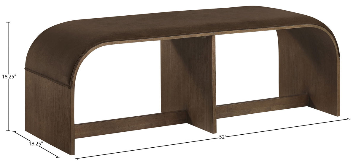 Sable - 52" Velvet Performance Fabric Upholstered Bench