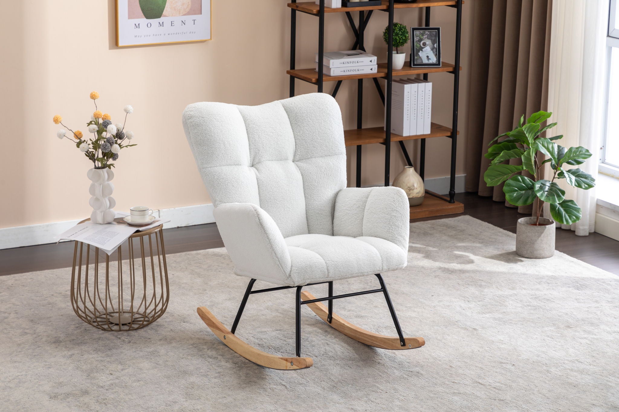 Rocking Gilder Chair For Living Room - Ivory