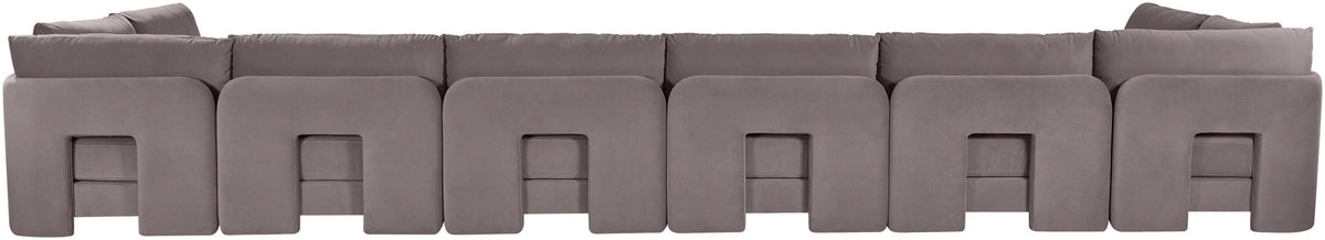 Hammond - Velvet Performance Fabric Upholstered 8 Piece U-Shaped Armless Sectional - Beige