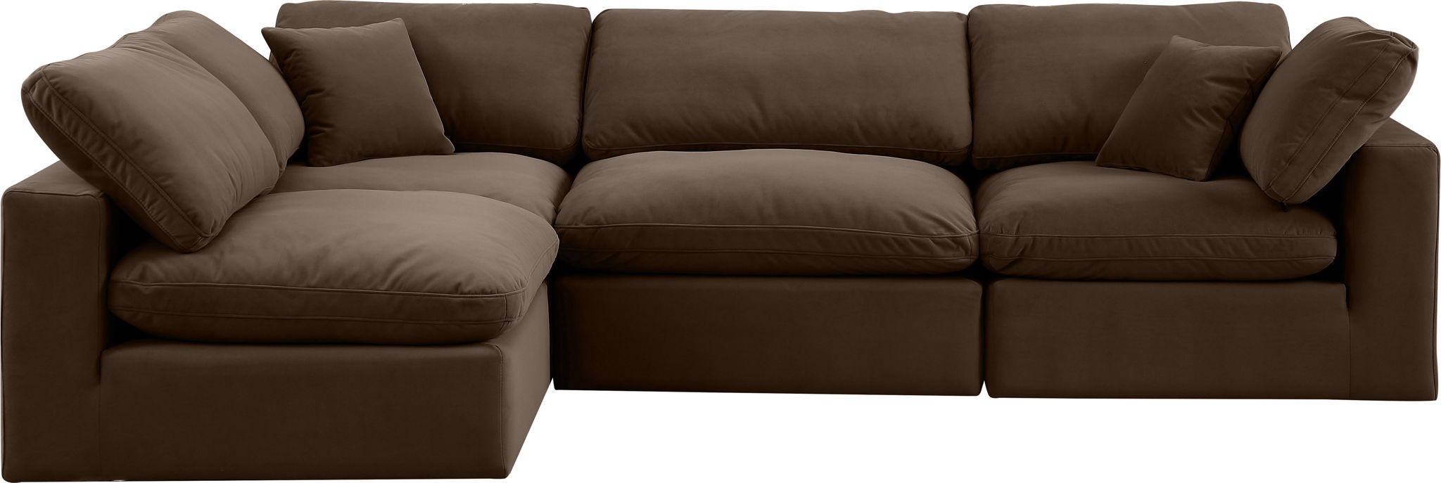Comfy - 4 Piece Velvet Modular Armless Sectional