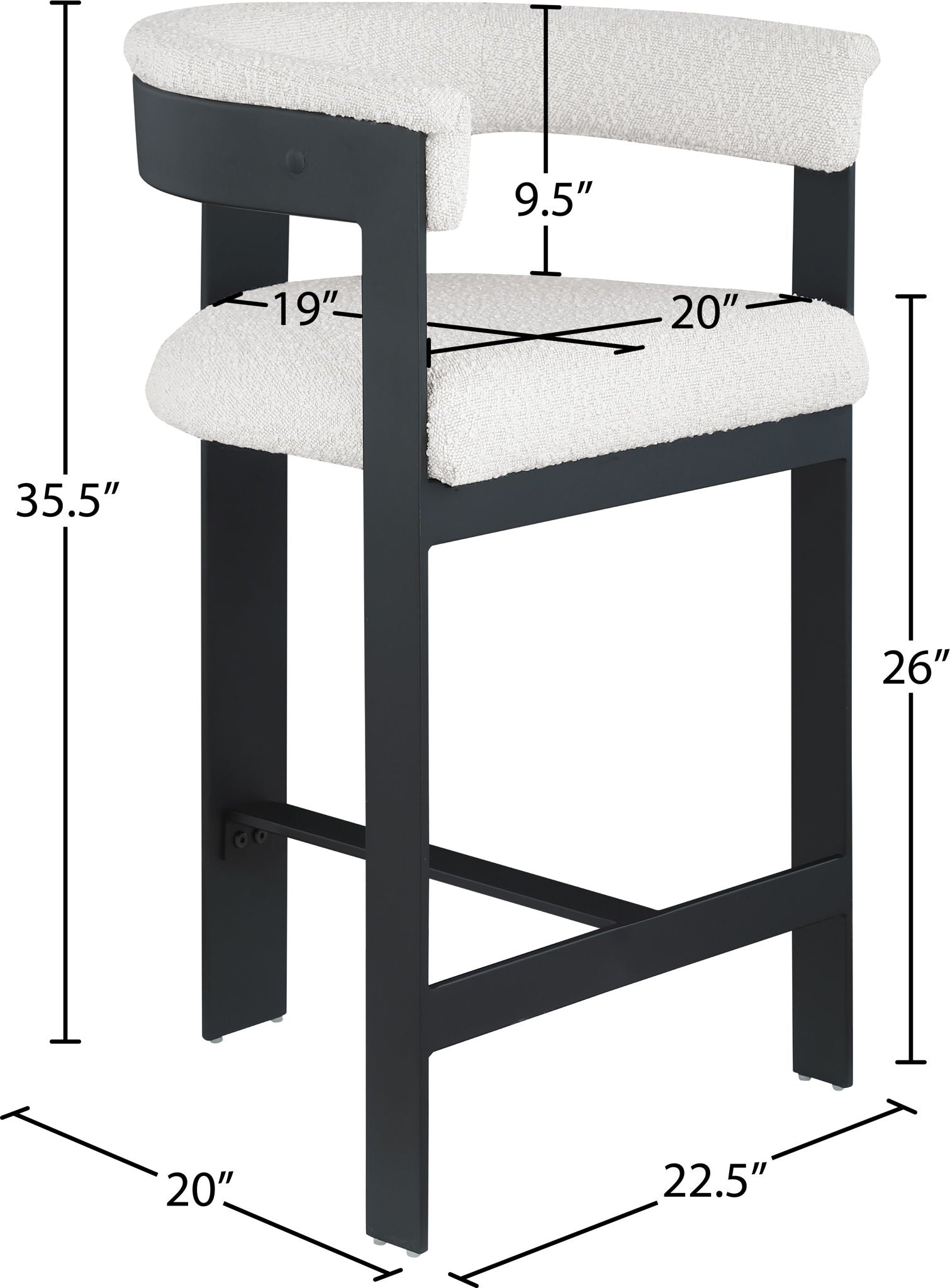 Romeo - Boucle Counter Stool With Black Base (Set of 2)