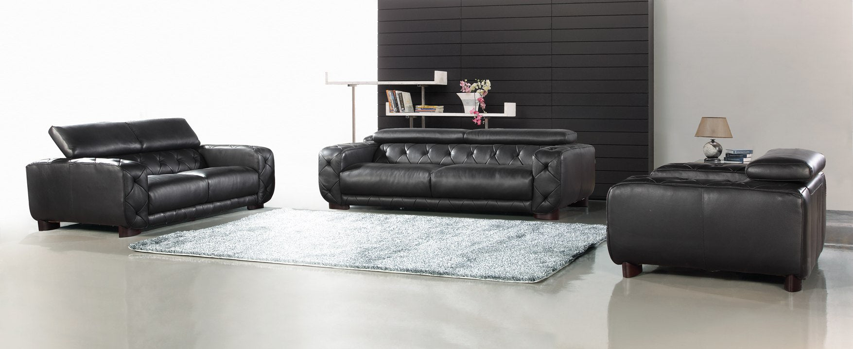 Nantes Black Italian Leather Tufted Chair