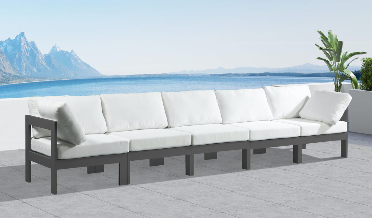 Nizuc - Outdoor Patio 5 Seat Modular Sofa With Gray Frame