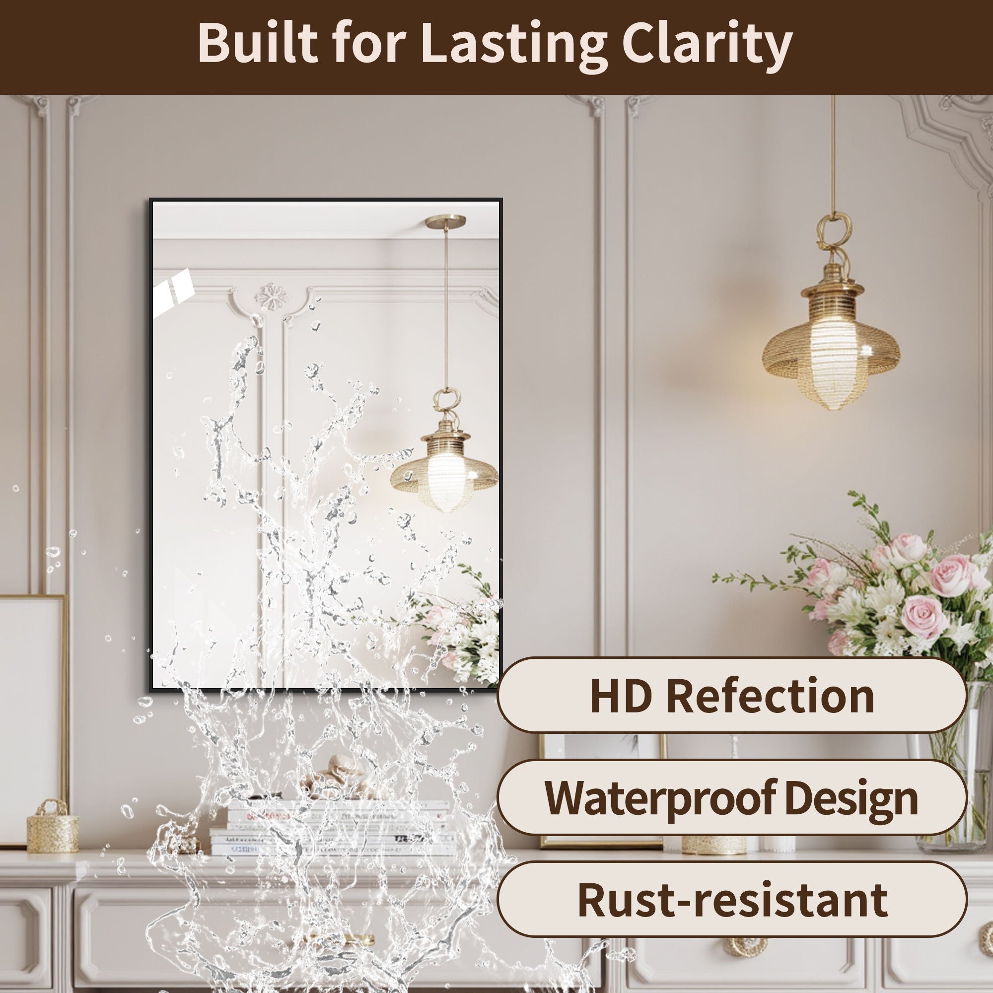 Framed Wall Mirror For Bathroom - Black