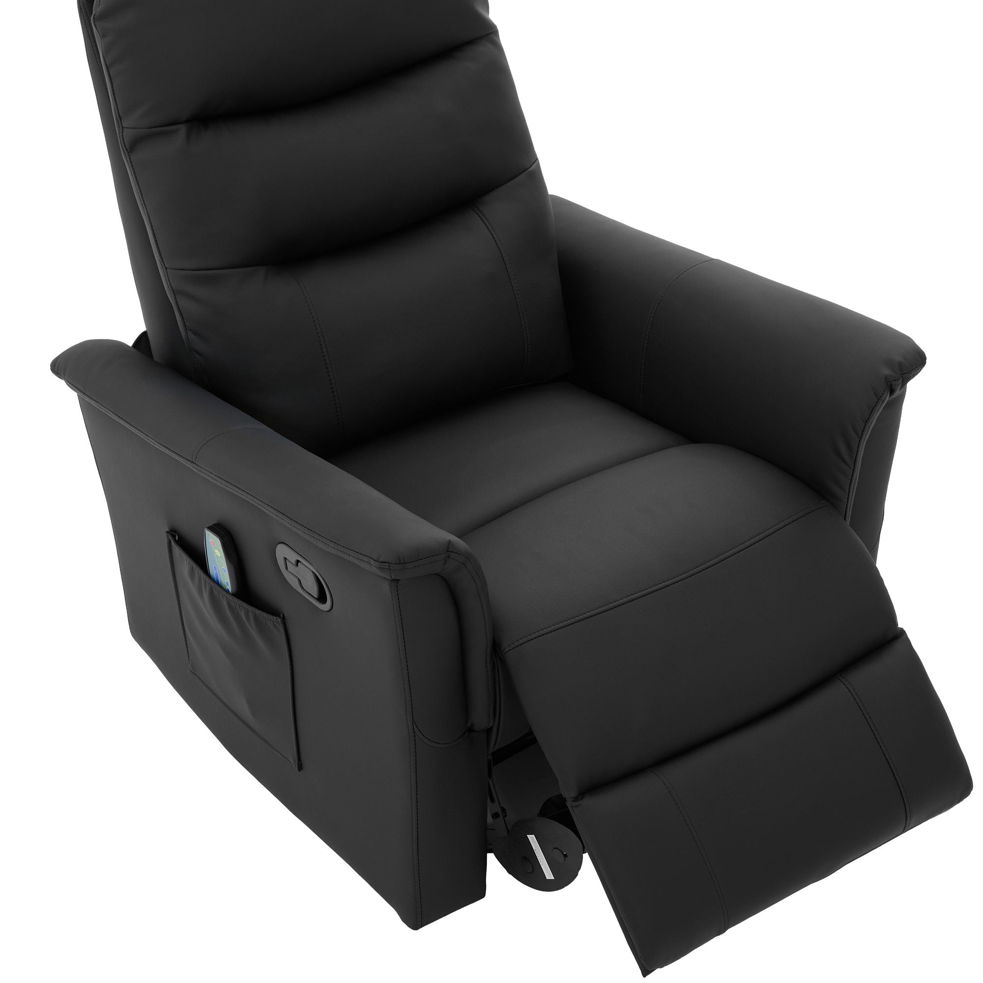 Manual Recliner Chair With 8 Point Massage And Swivel Function For Living Room - Black