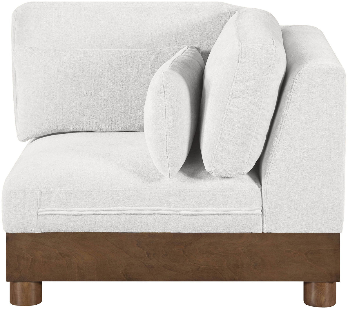 Turin - Chenille Fabric Upholstered Modular Corner Chair - Walnut Base