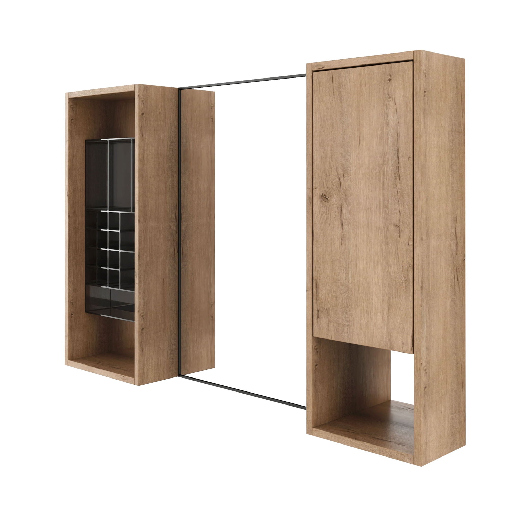 41.3" Wall Mounted Cabinet With Storage, Medicine Cabinet With Door And Adjustable Shelves - Imitative Oak