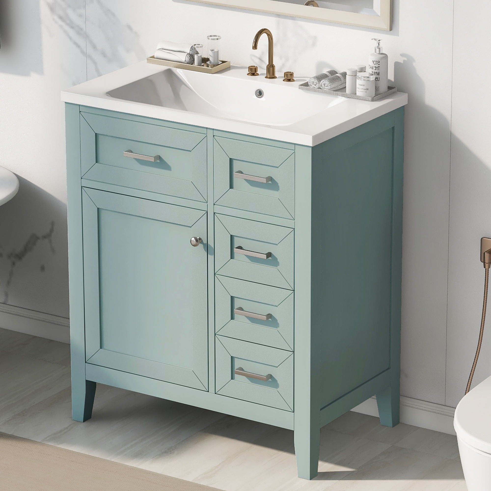 Modern Bathroom Vanity With Sink Combo, 3 Drawers