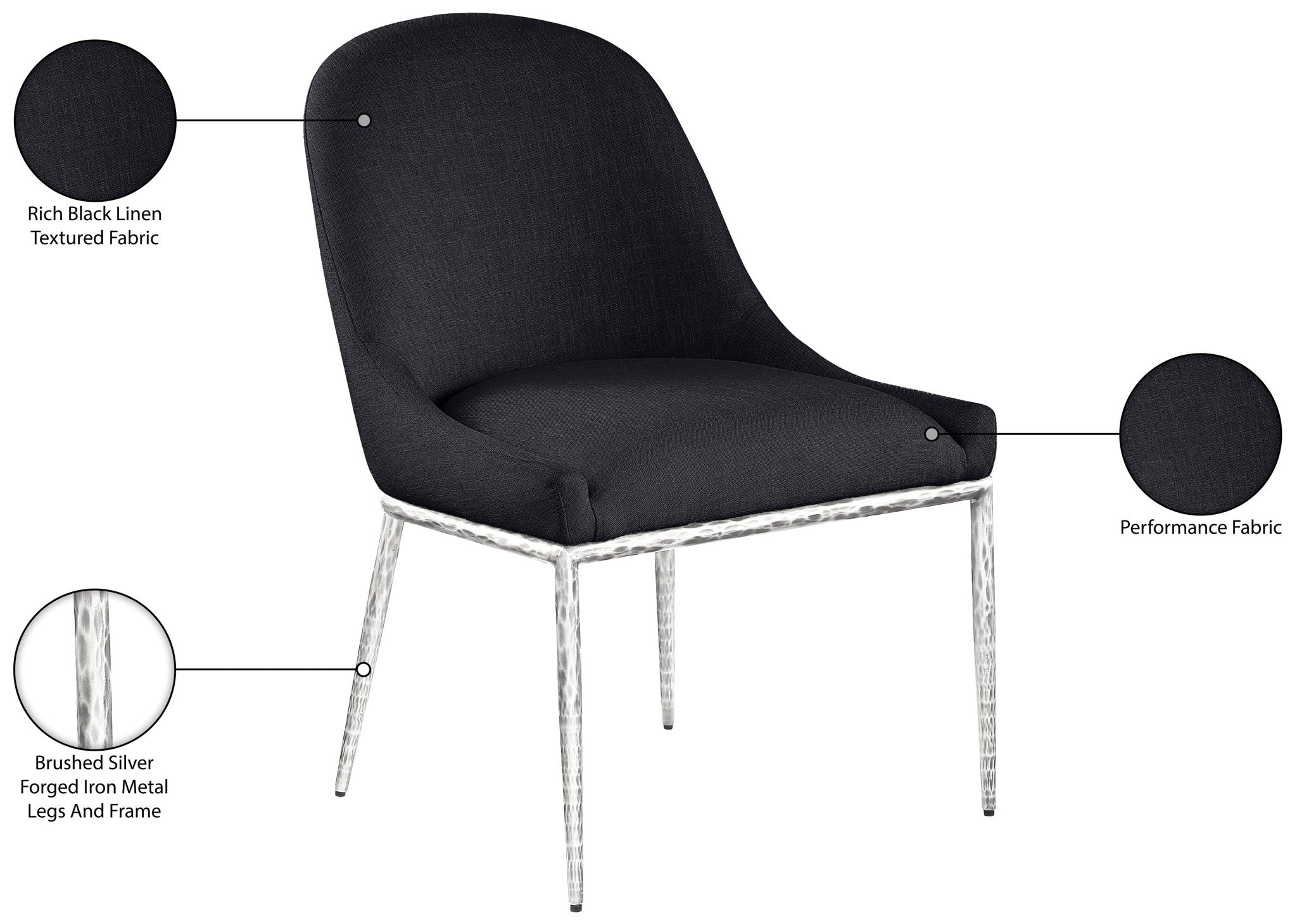 Ferro - Upholstered Dining Side Chair With Brushed Silver Legs