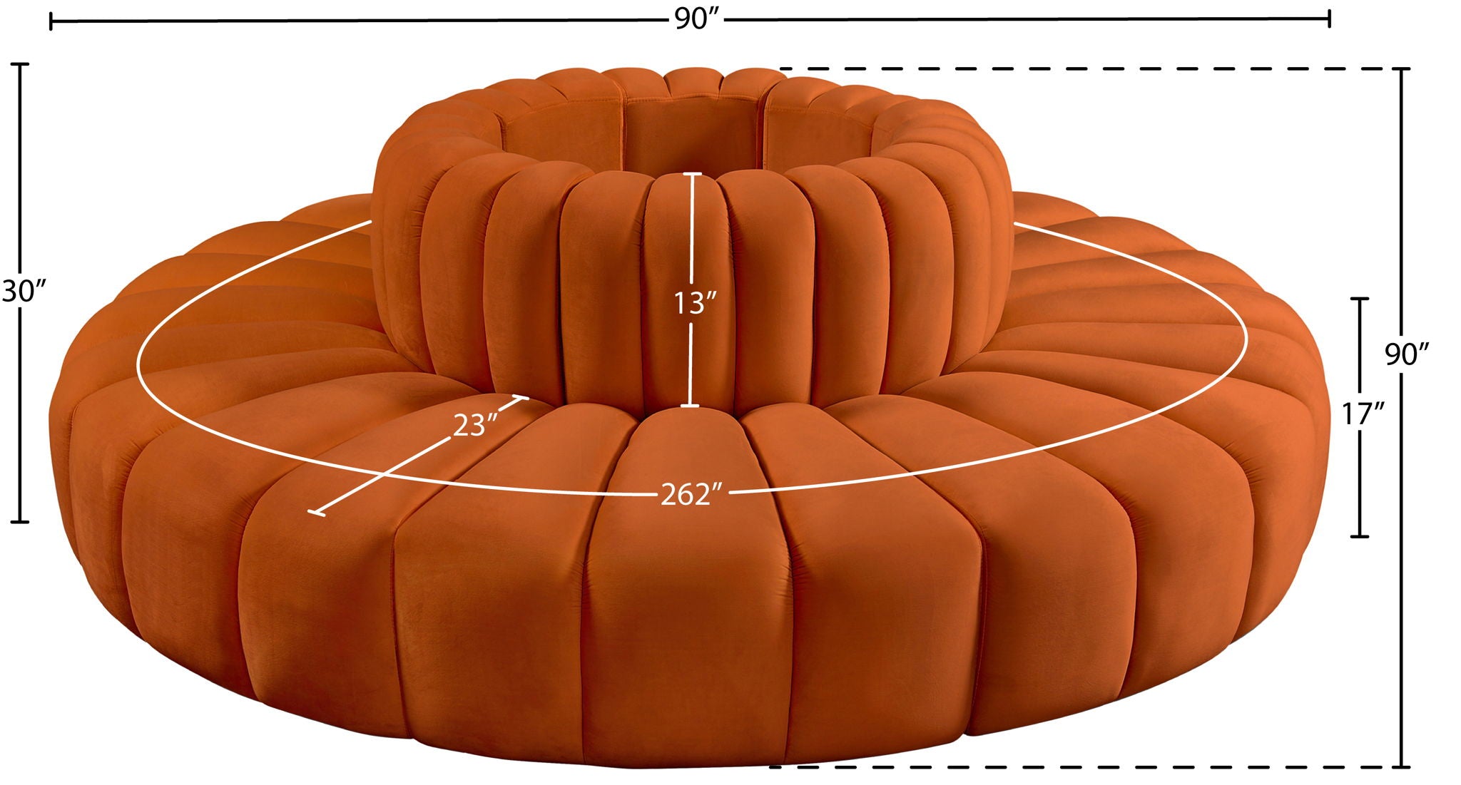 Arc - Velvet 8 Piece Round Modular Sofa