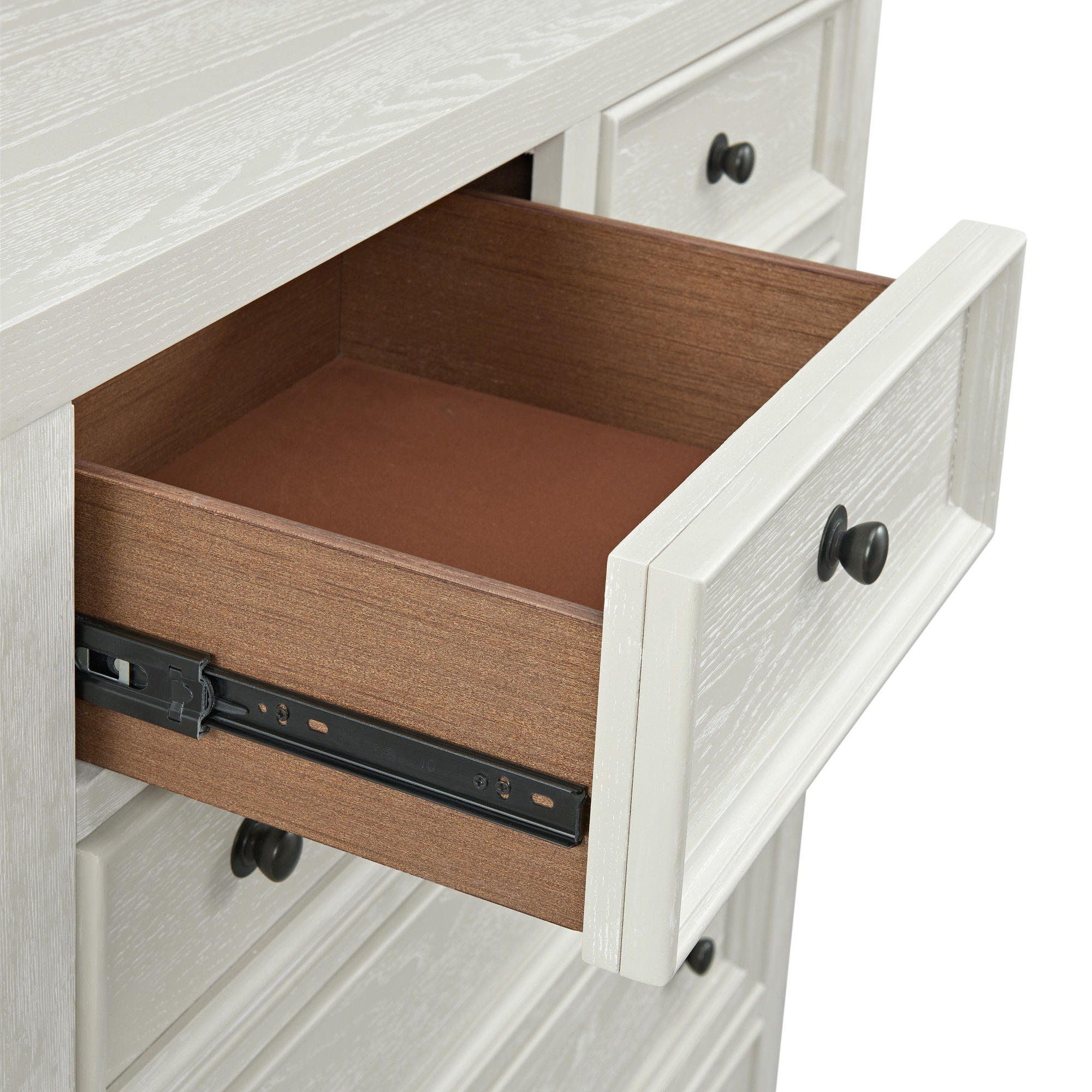6 Drawer Chest With Knobs And Smooth Slides - White