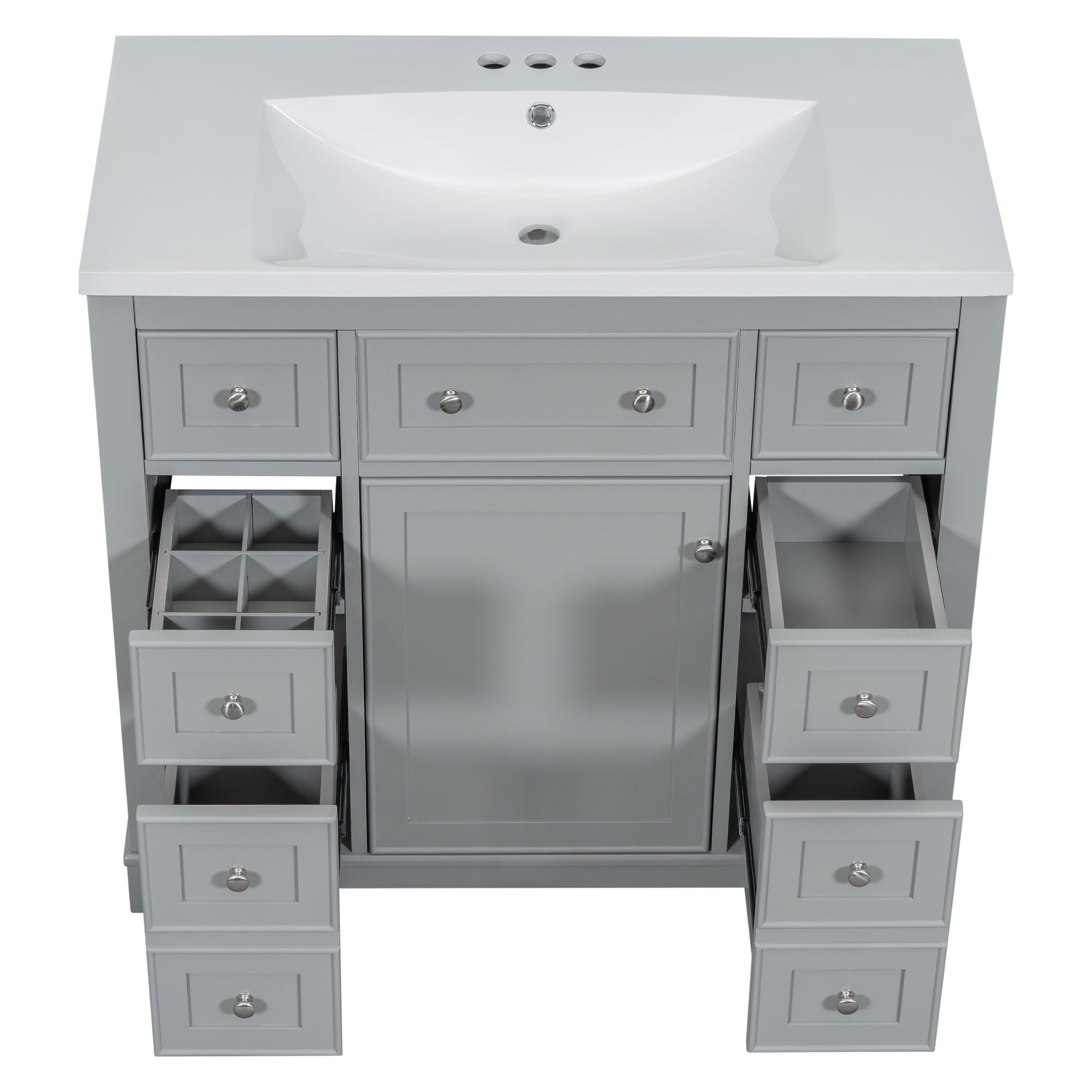 Modern Bathroom Vanity With Sink Combo, 6 Drawers And 1 Cabinet