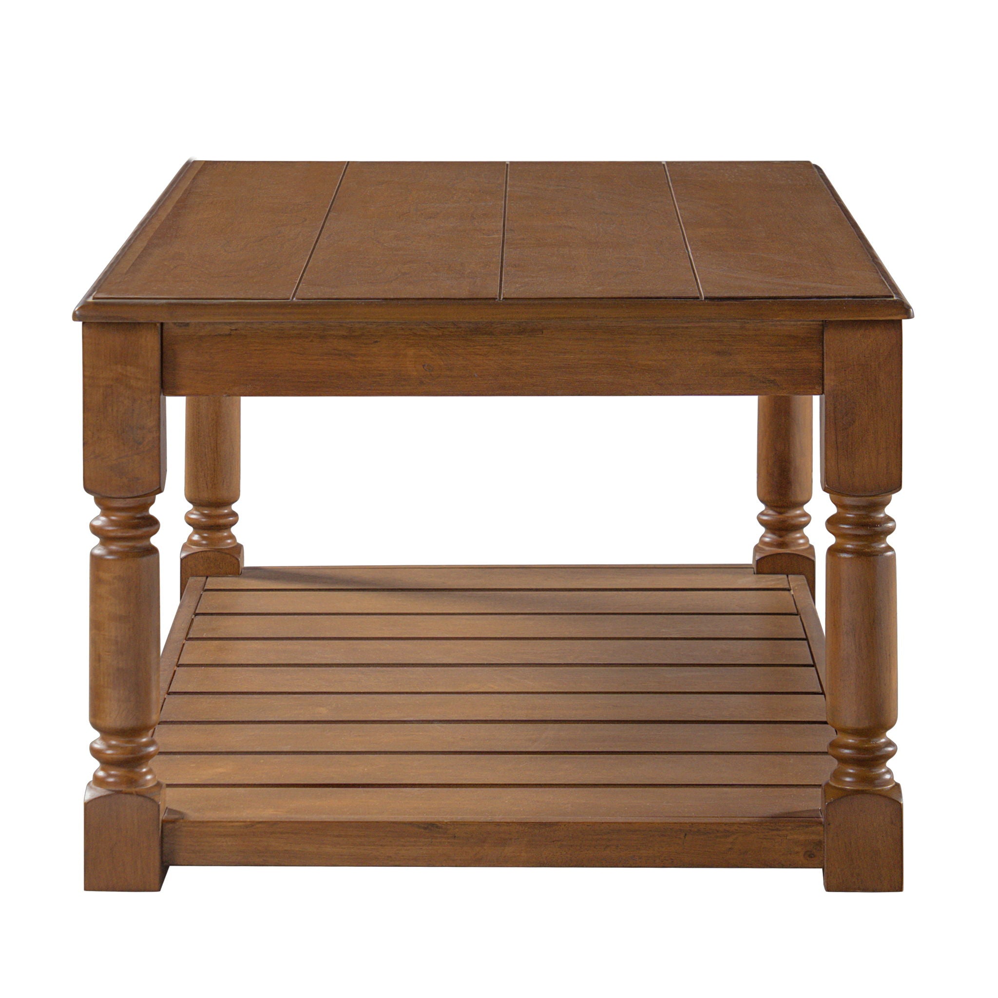 Coffee Table With Slatted Lower Shelf For Living Room