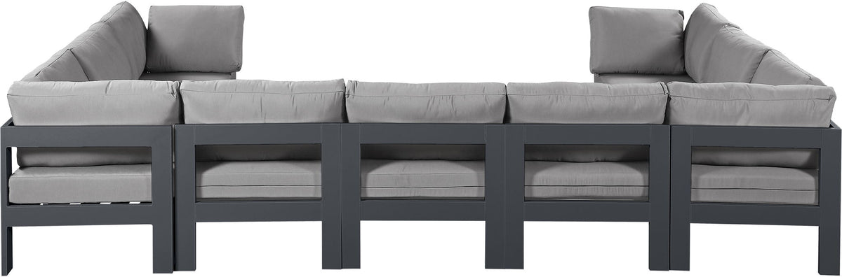 Nizuc - Outdoor Patio 9 Piece Modular Sectional With Gray Frame