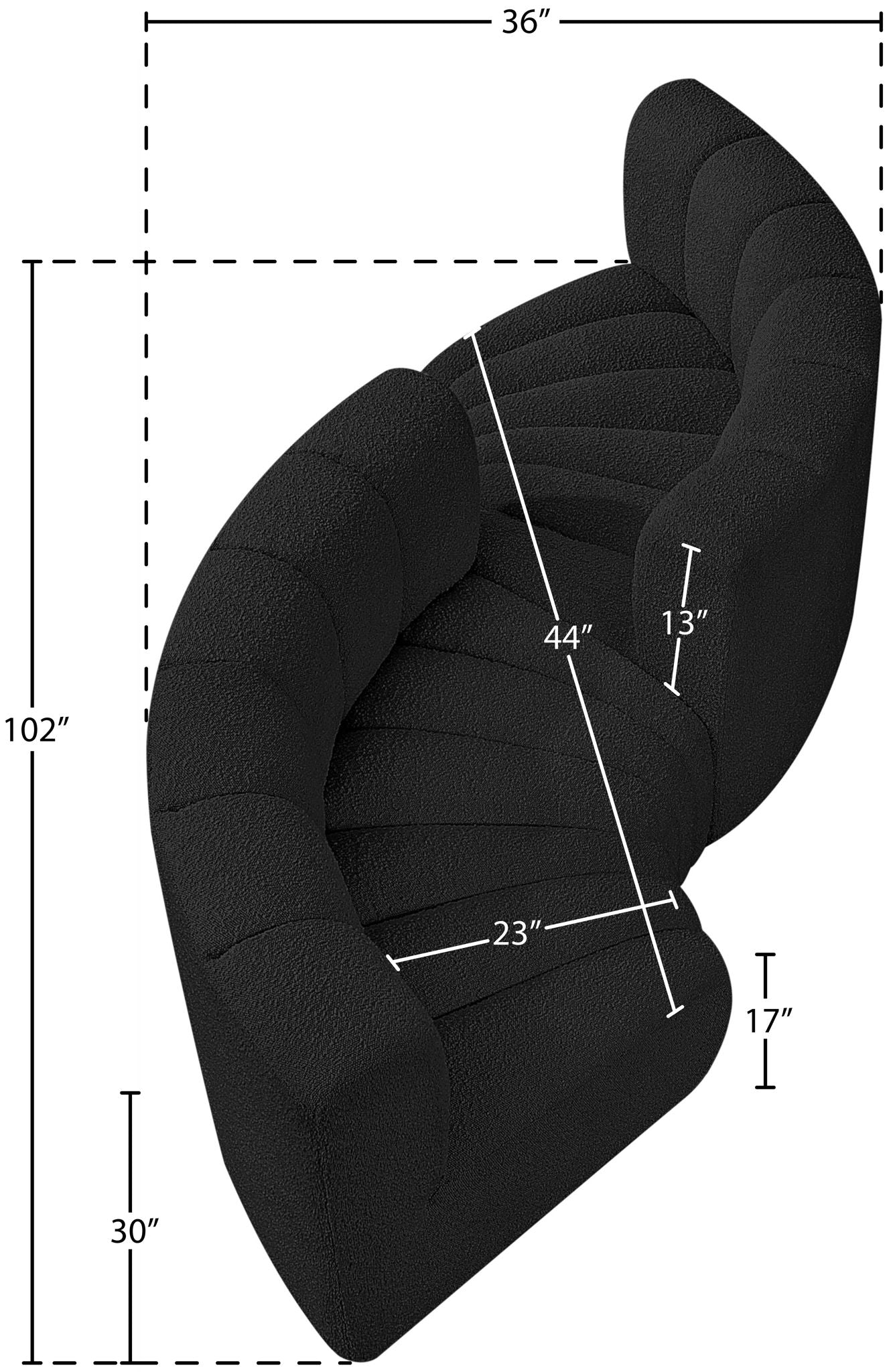 Arc - Boucle Fabric 4 Piece Curved Modular Sofa