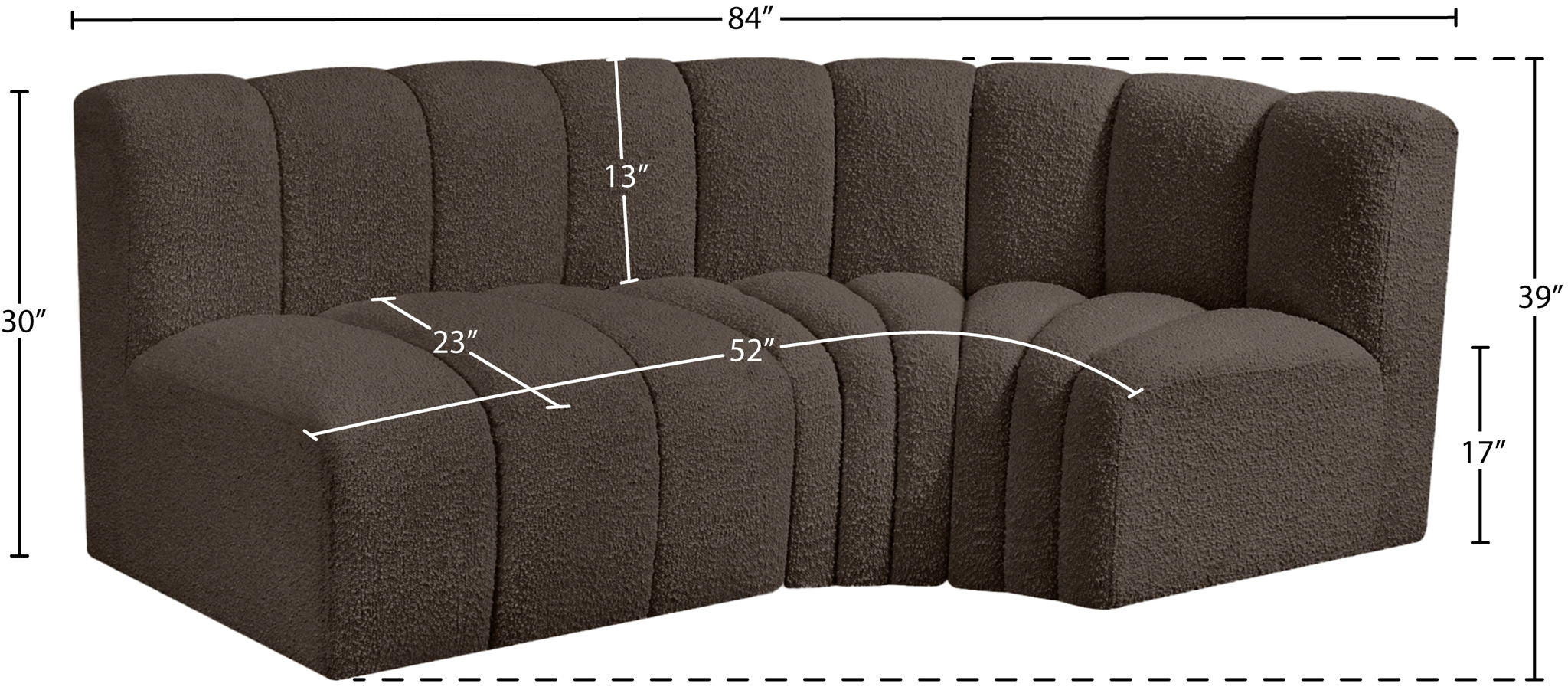 Arc - Boucle Fabric 3 Piece Sofa