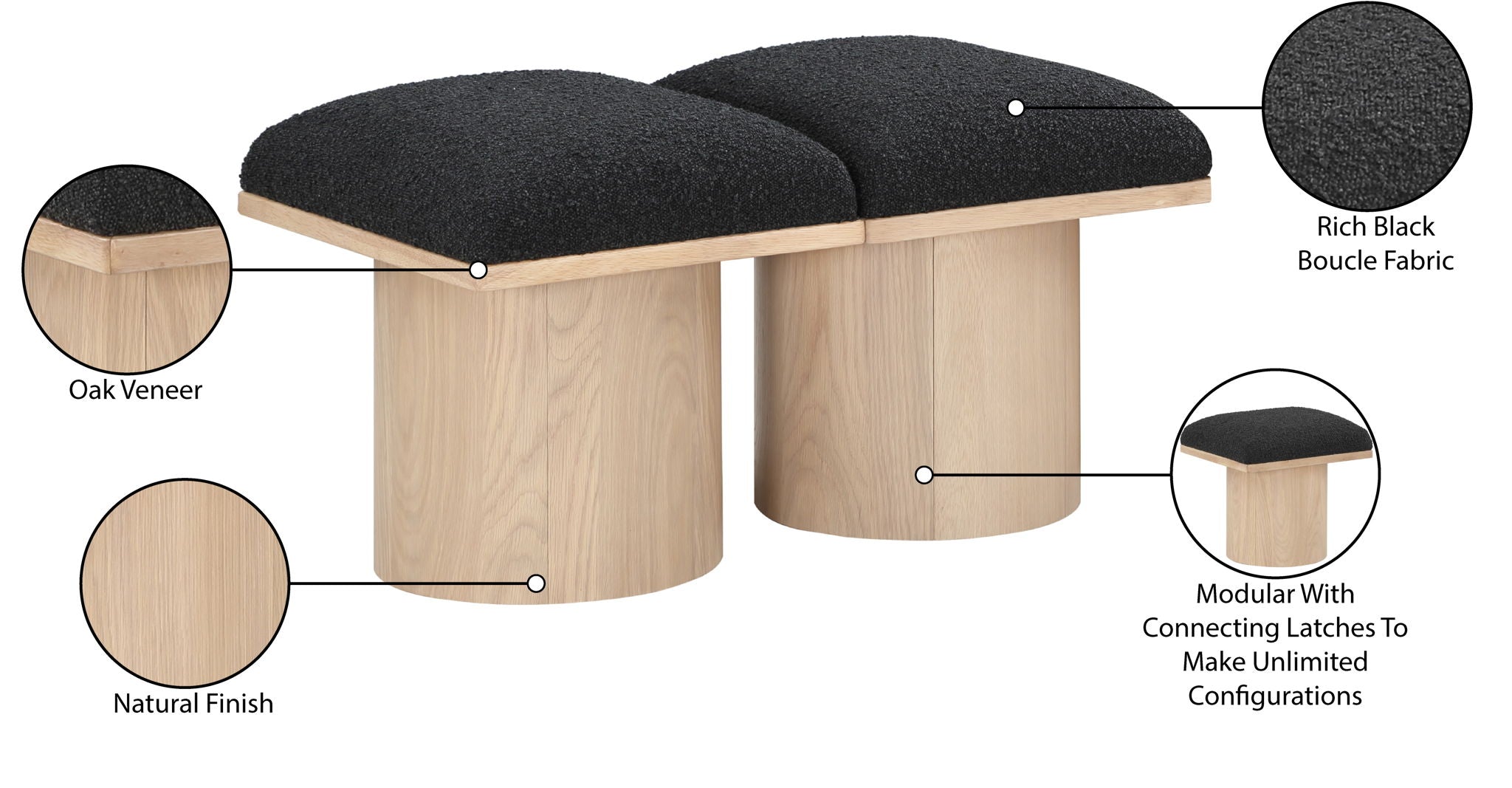 Pavilion - 2 Piece Modular Bench With Natural Base