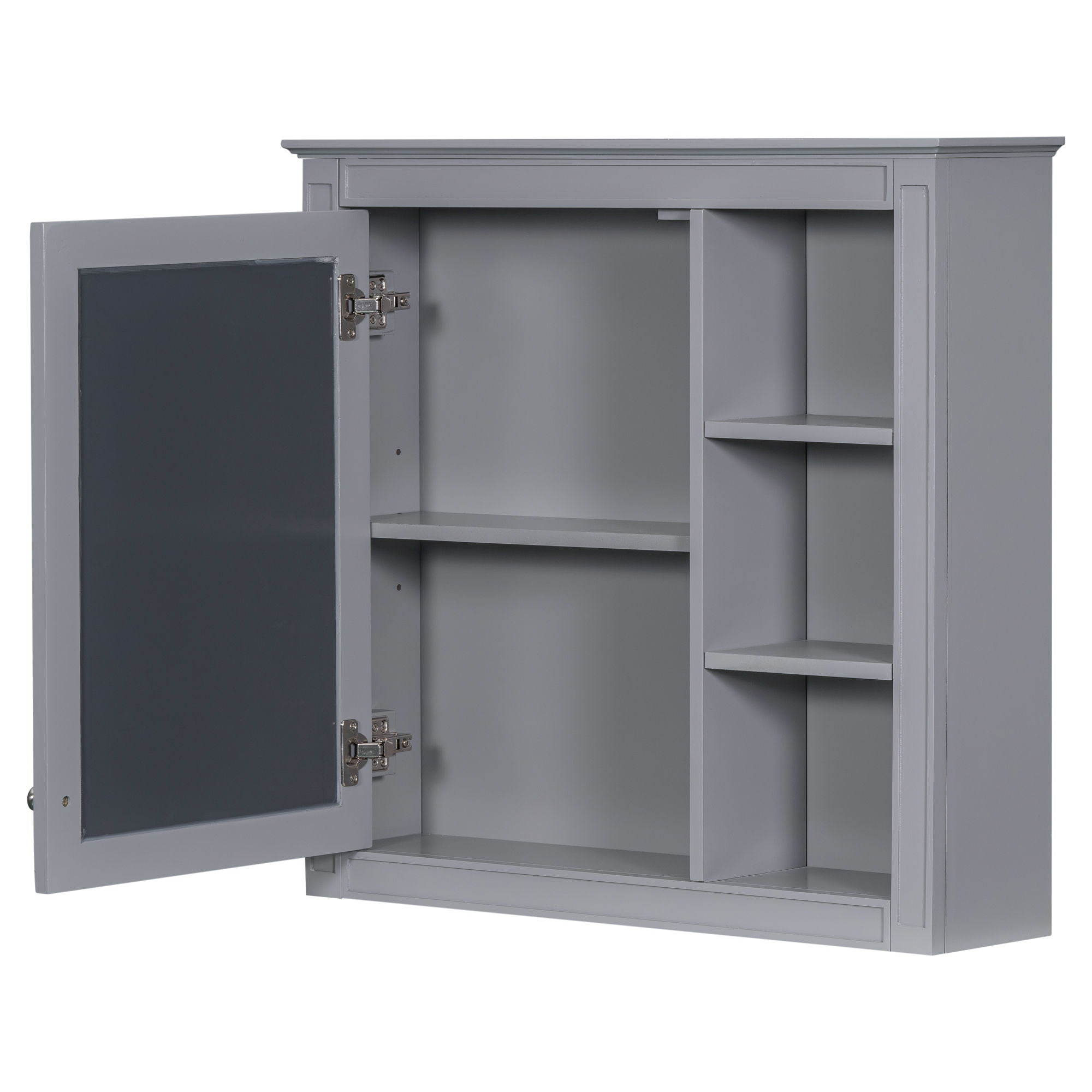 Bathroom Vanity With Top Sink, Freestanding Storage Cabinet With 2 Doors And 3 Drawers, Mirror Cabinet Included - Gray