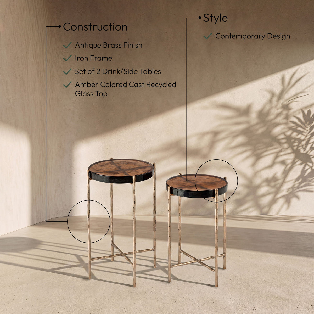 Vetra - Iron Base Bunching End Table - Brass