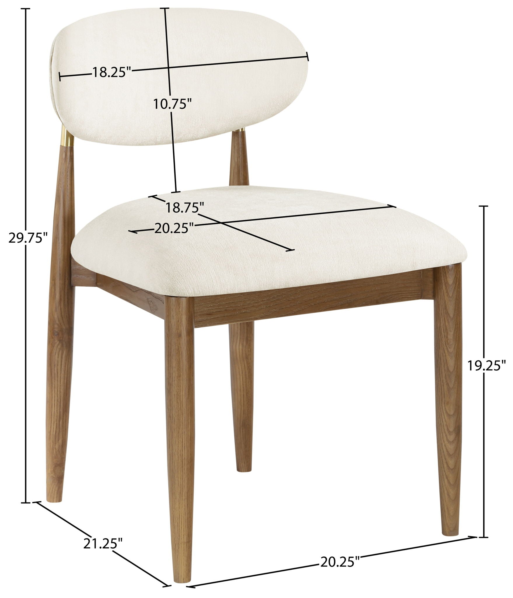 Riccio - Fabric Dining Side Chair (Set of 2) - Walnut Frame