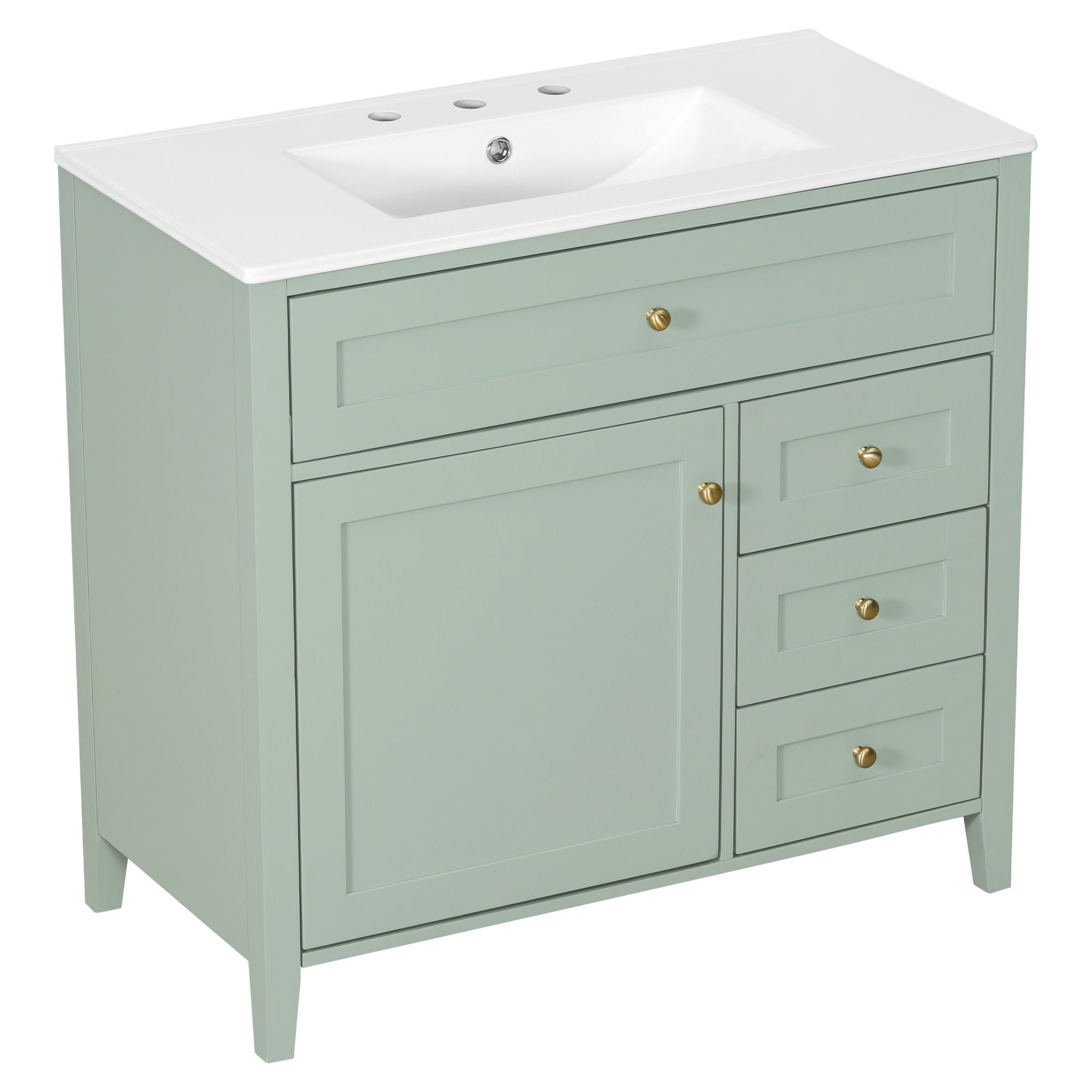 Bathroom Vanity With Sink, Cabinet With 3 Drawers And Adjustable Shelf