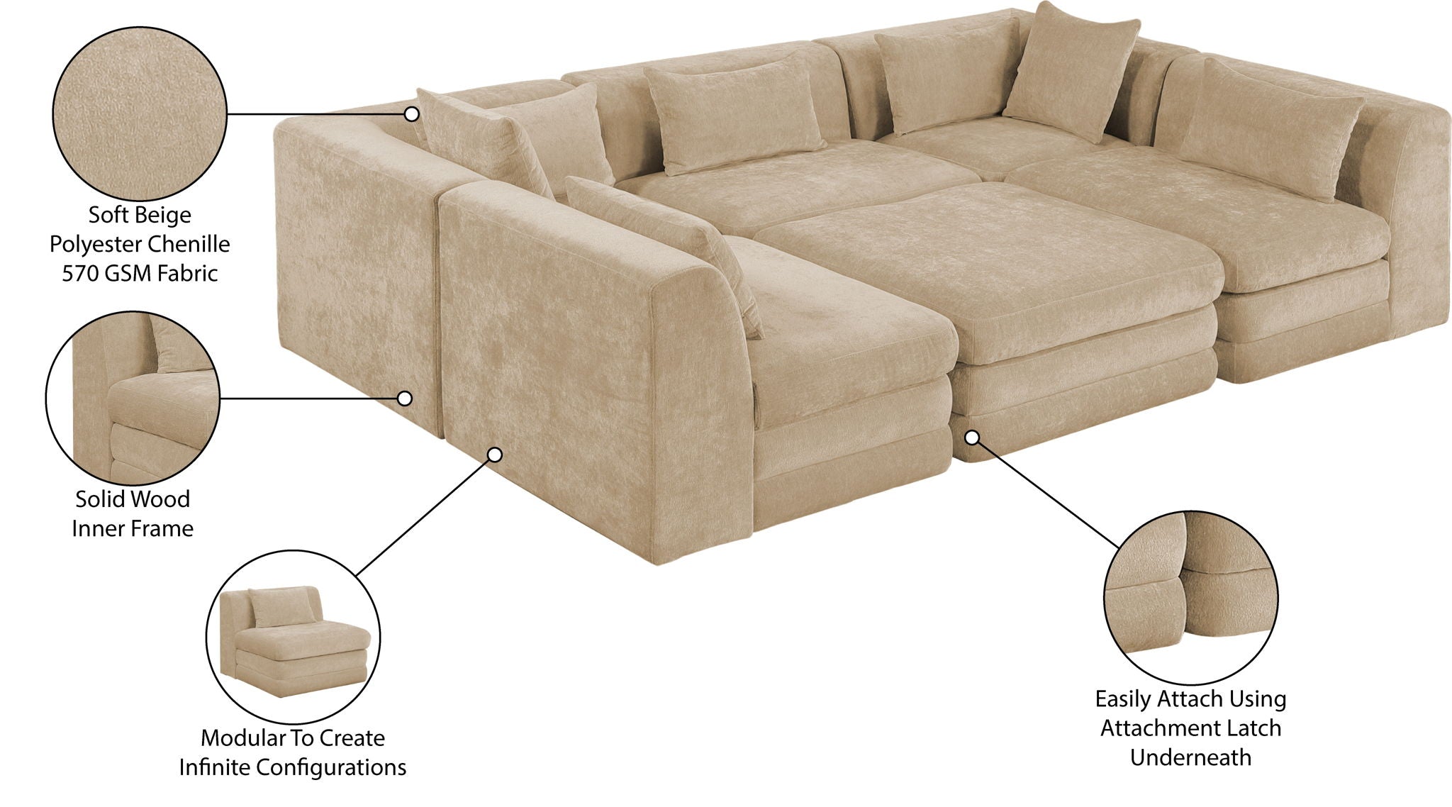 Stellar - 6 Piece Upholstered Modular Sectional