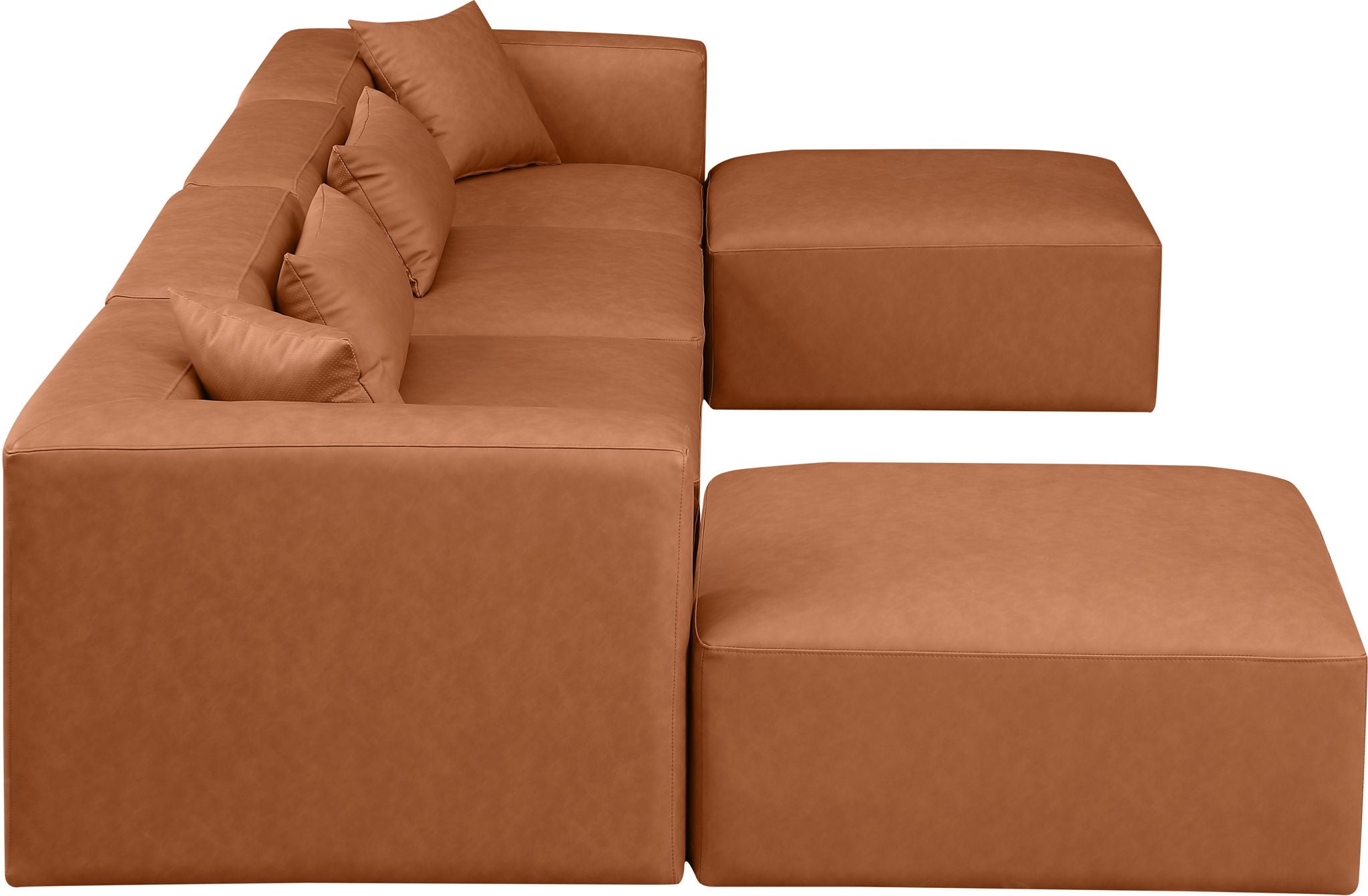 Cube - 6 Piece Modular Double Chaise Sectional - Cognac