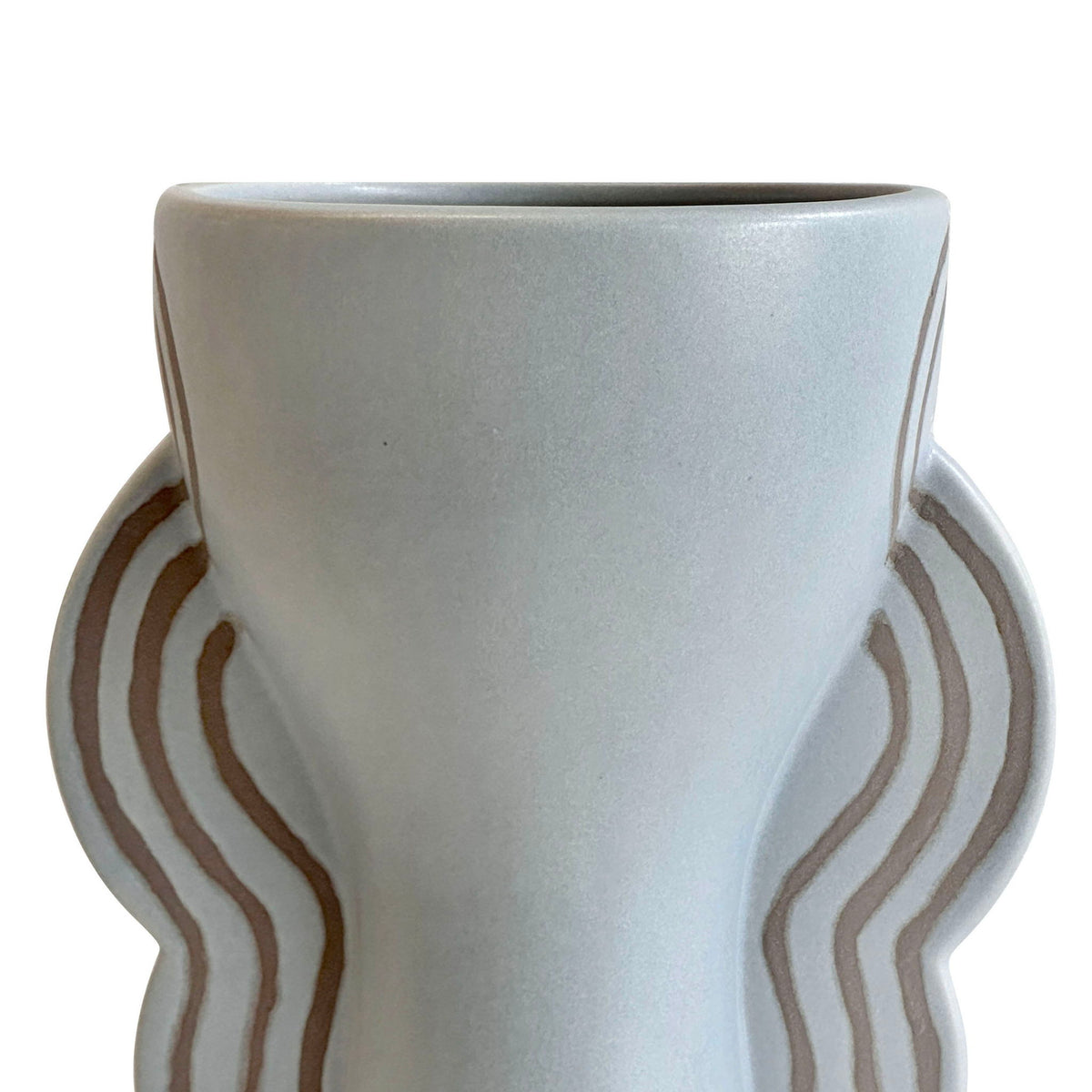 Earthenware - Line Art Goblet Vase - Light Blue